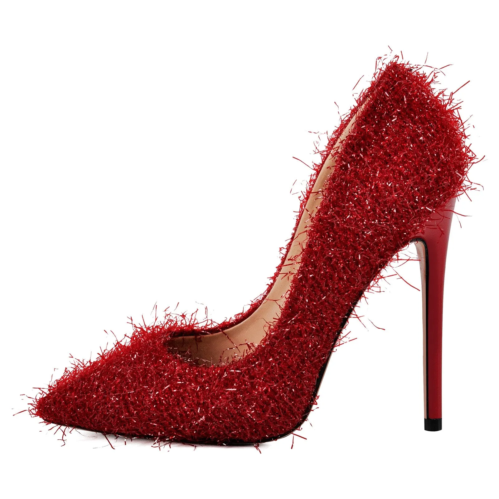 Pointed Toe Tinsel Stiletto High Heels