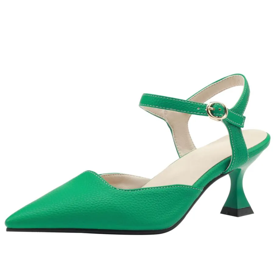 Pointy Ankle Strap Heeled Sandals For Petite Feet GS347