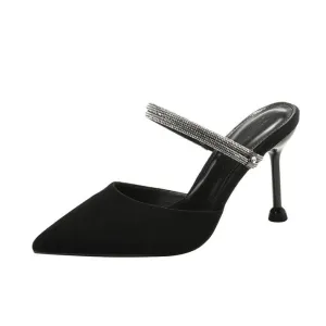 Pointy Rhinestone Strap Heeled Sandals GS251