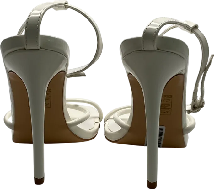PrettyLittleThing Cream Square Toe Edge Quilted Strap High Heeled Sandals UK 6 EU 39 👠