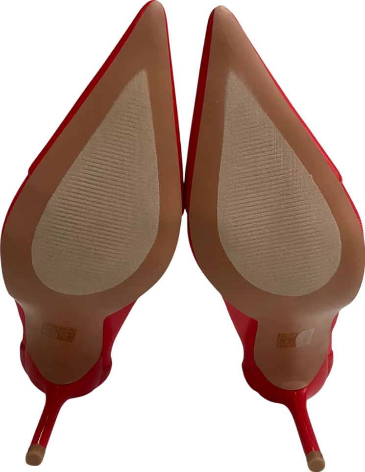 PrettyLittleThing Red Mesh Wide Fit Point Toe Contrast High Stiletto Court Heels UK 8 EU 41 👠