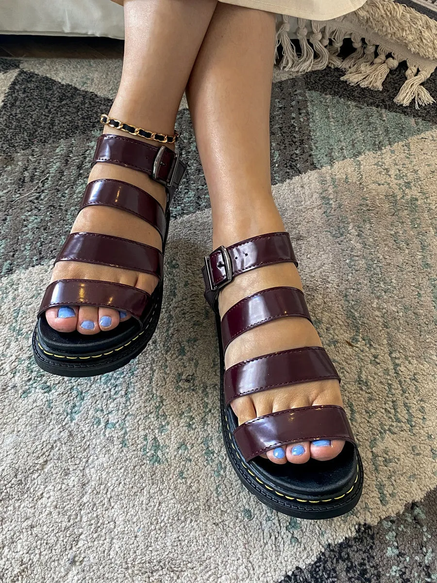 Purple Trip-Strap Buckled Sandal - Women