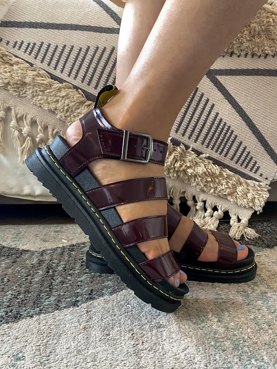 Purple Trip-Strap Buckled Sandal - Women