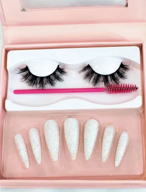 "Wynter" 24 Piece Stiletto Press-On Nails with Glue & 17mm Lash Bundle