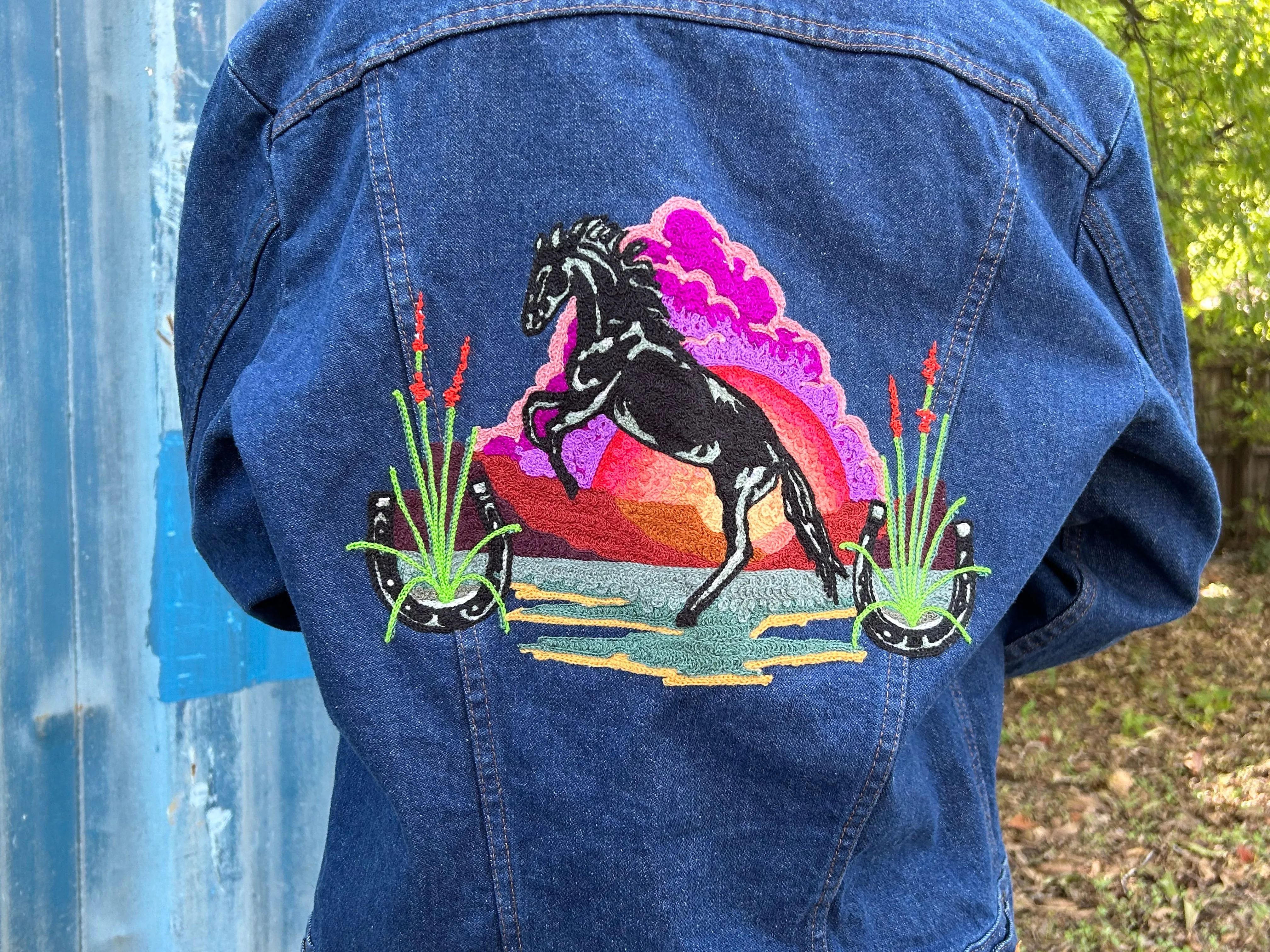 Rainbow Mustang Wrangler Trucker Jacket