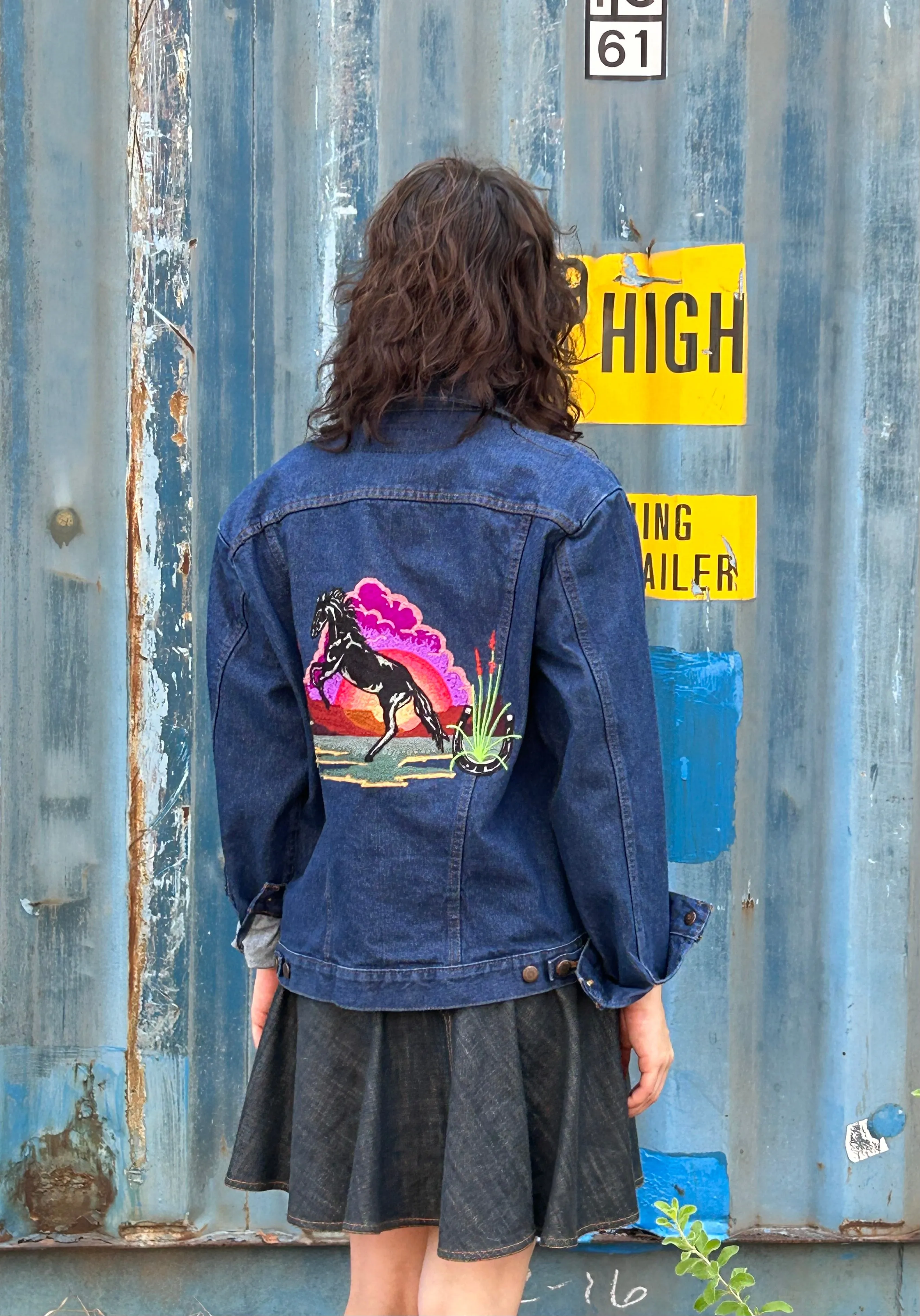 Rainbow Mustang Wrangler Trucker Jacket