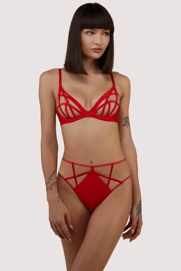 Ramona Mesh High Waisted Brief - Red