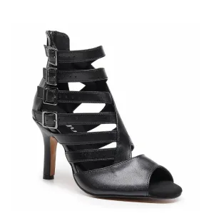 Rene Wide Fit - Black Vegan Leather   - Suede Sole