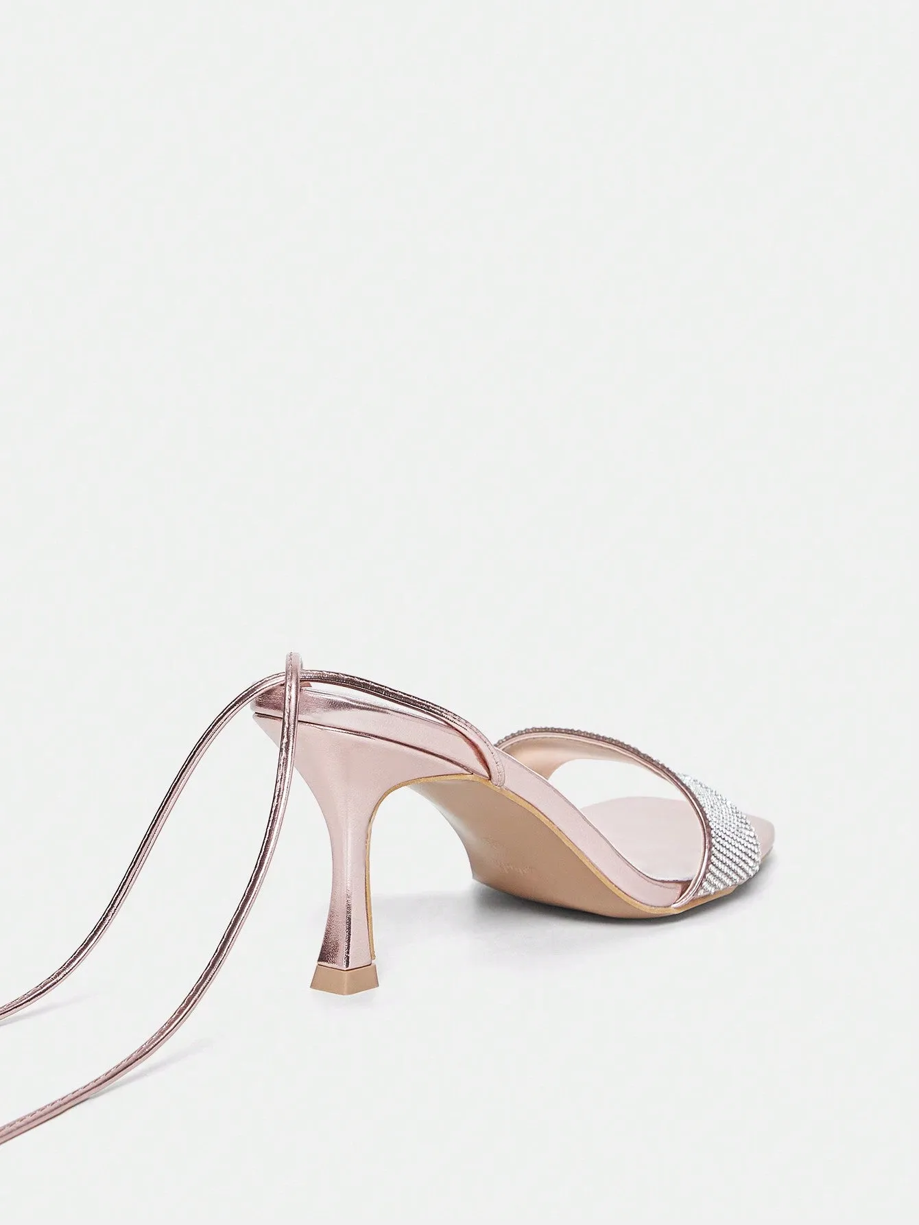 Rhinestone Decor Pink Strappy Sandals