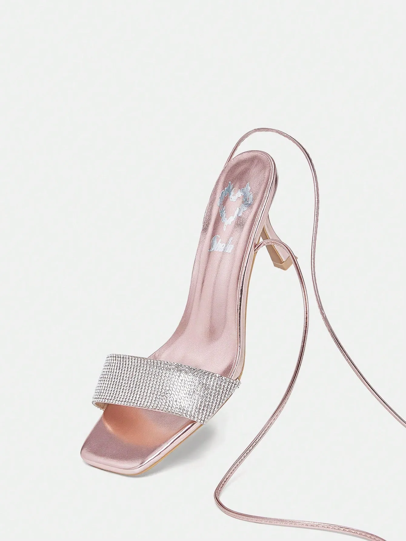 Rhinestone Decor Pink Strappy Sandals