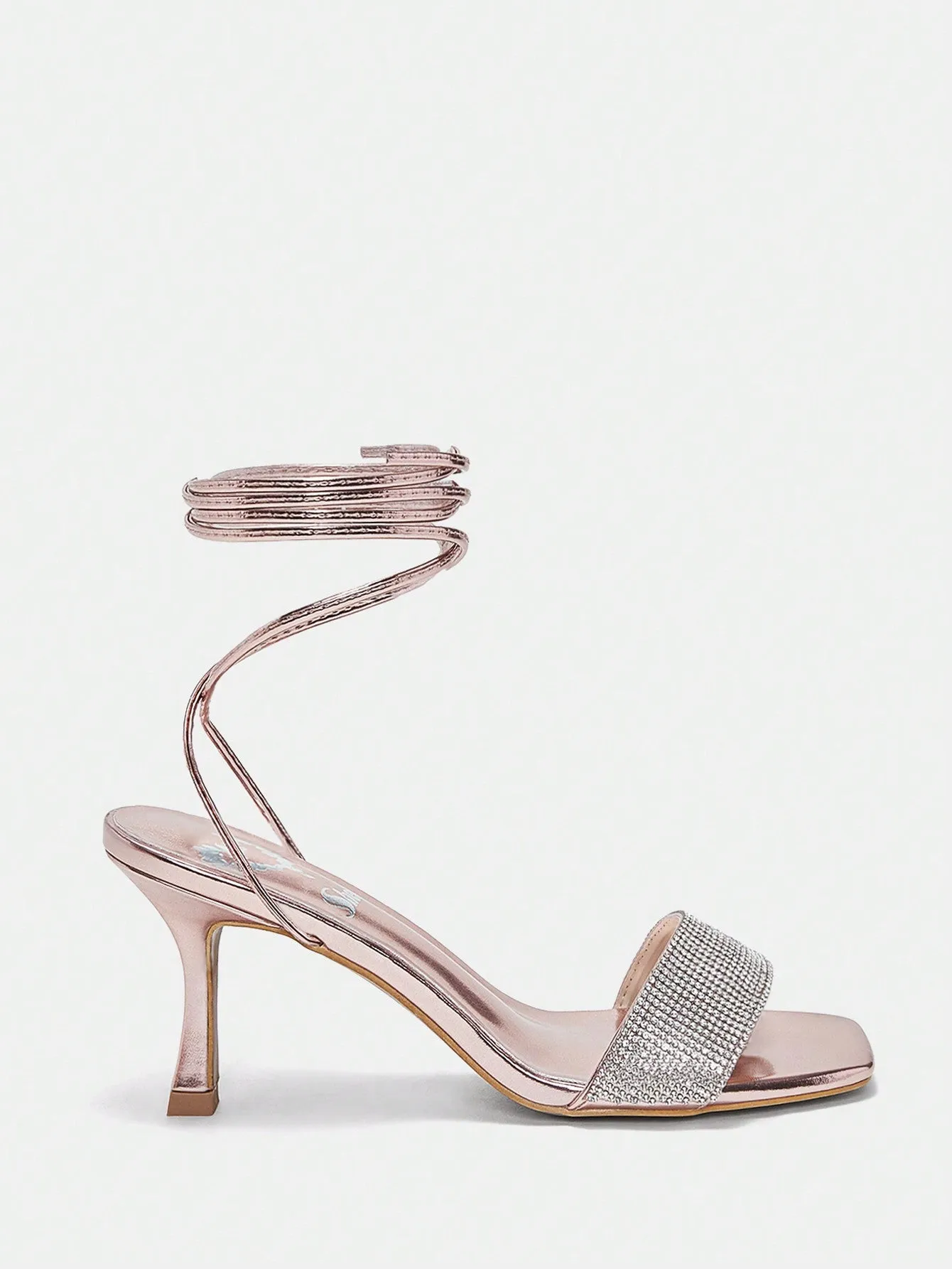 Rhinestone Decor Pink Strappy Sandals
