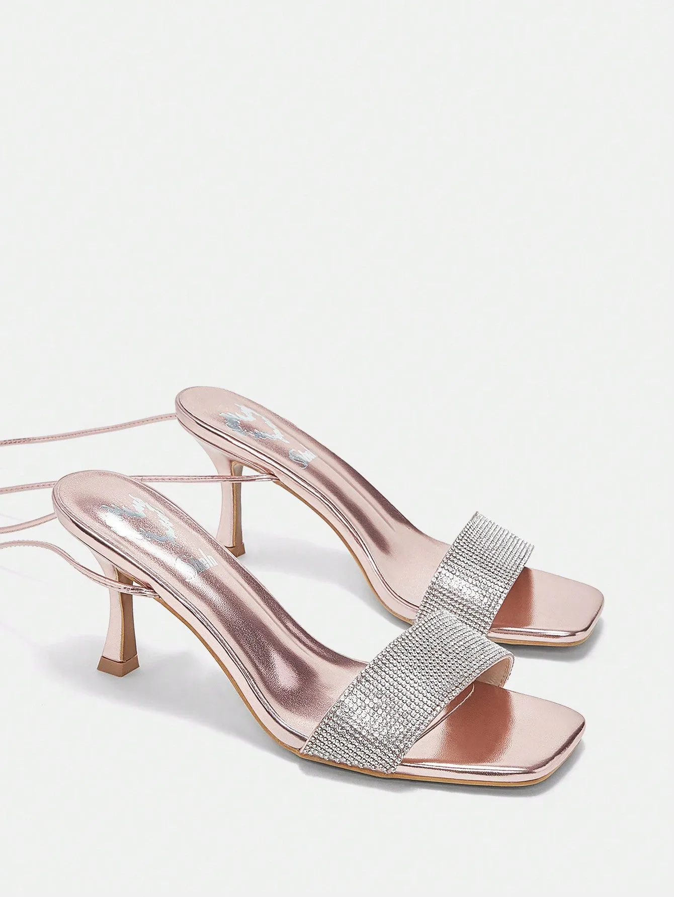 Rhinestone Decor Pink Strappy Sandals