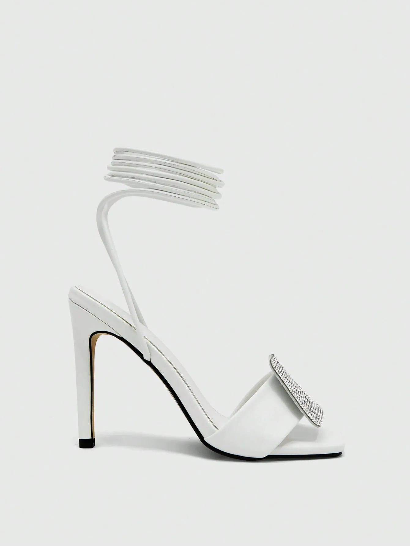 Rhinestone Decor Stiletto Heeled Strappy Sandals