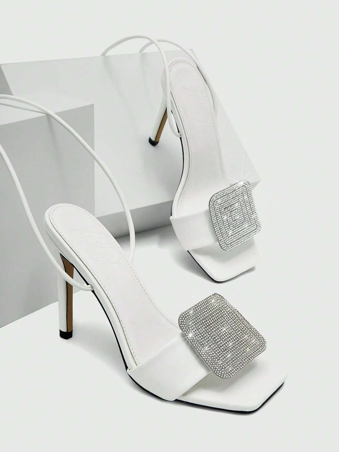 Rhinestone Decor Stiletto Heeled Strappy Sandals