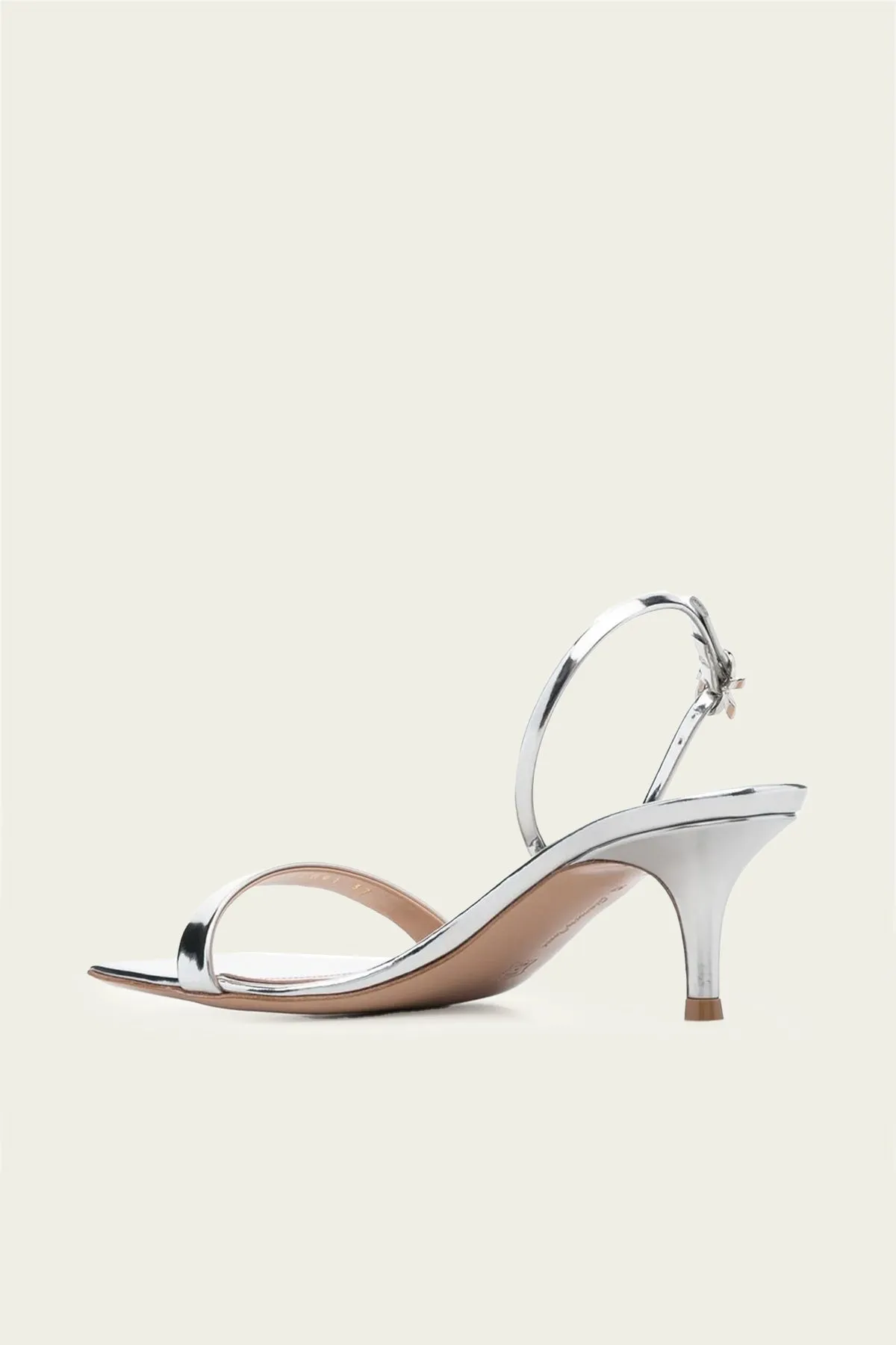 Ribbon Metallic Kitten Slingback Sandal in Silver