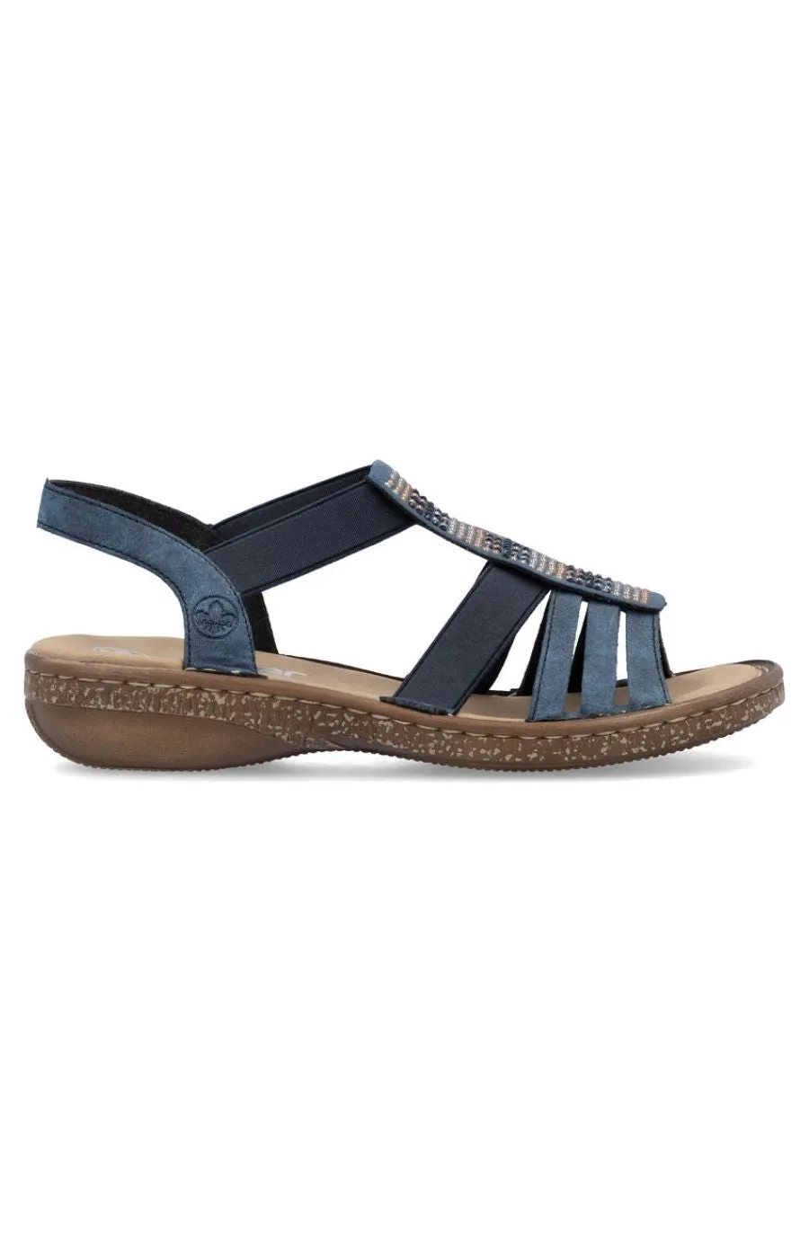 Rieker Strappy Beaded Sandal in Navy