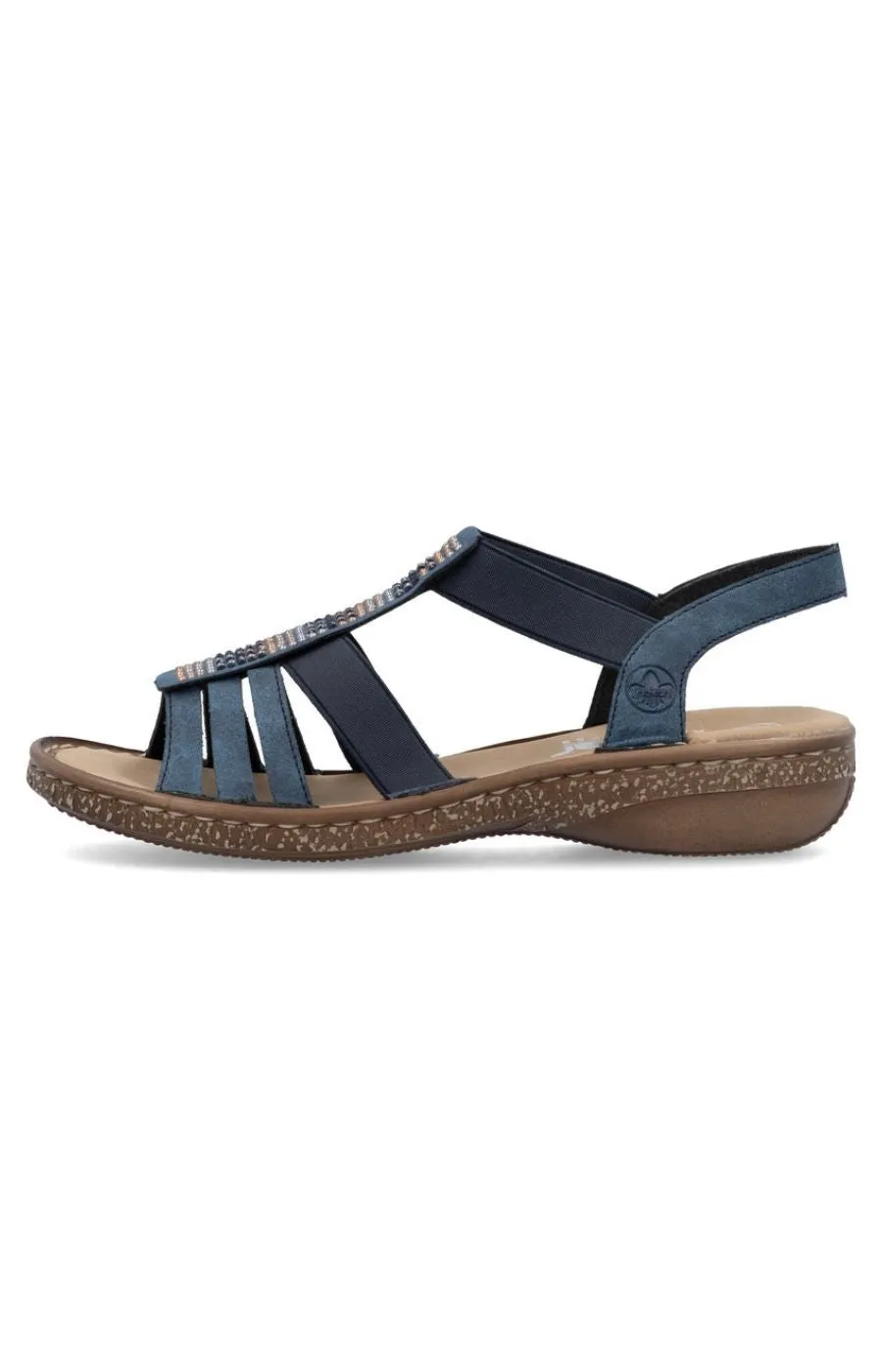 Rieker Strappy Beaded Sandal in Navy