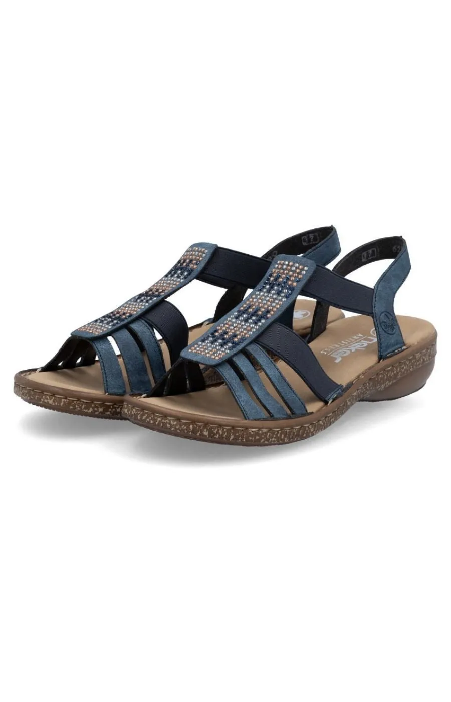Rieker Strappy Beaded Sandal in Navy