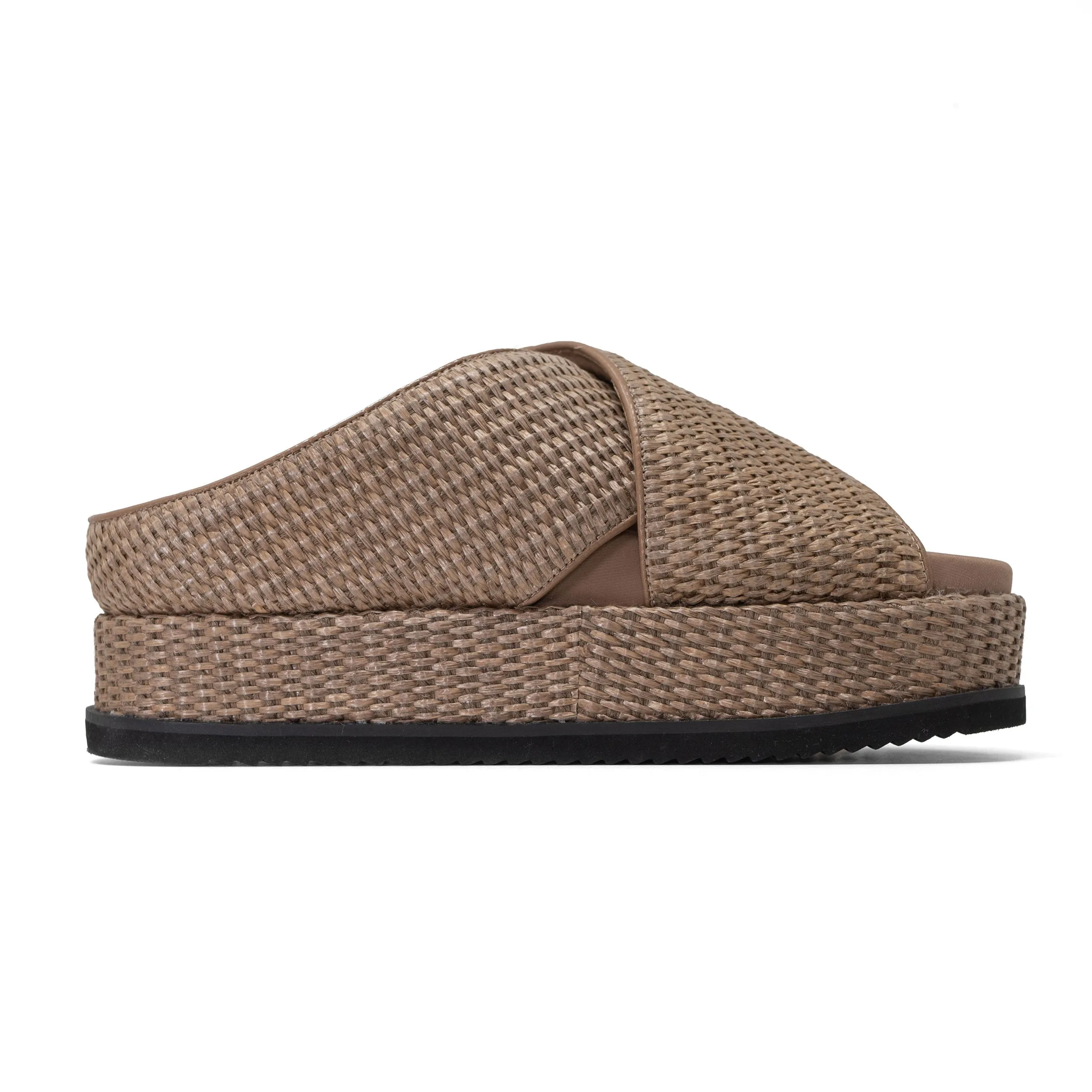 ROAM CROSS STACK RAFFIA PLATFORM  SANDALS NATURAL
