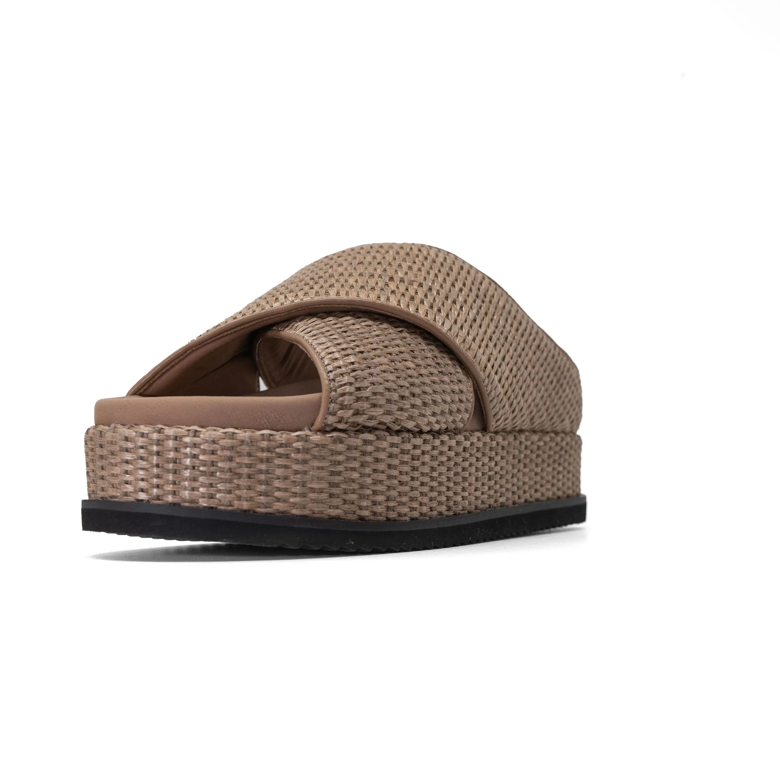 ROAM CROSS STACK RAFFIA PLATFORM  SANDALS NATURAL