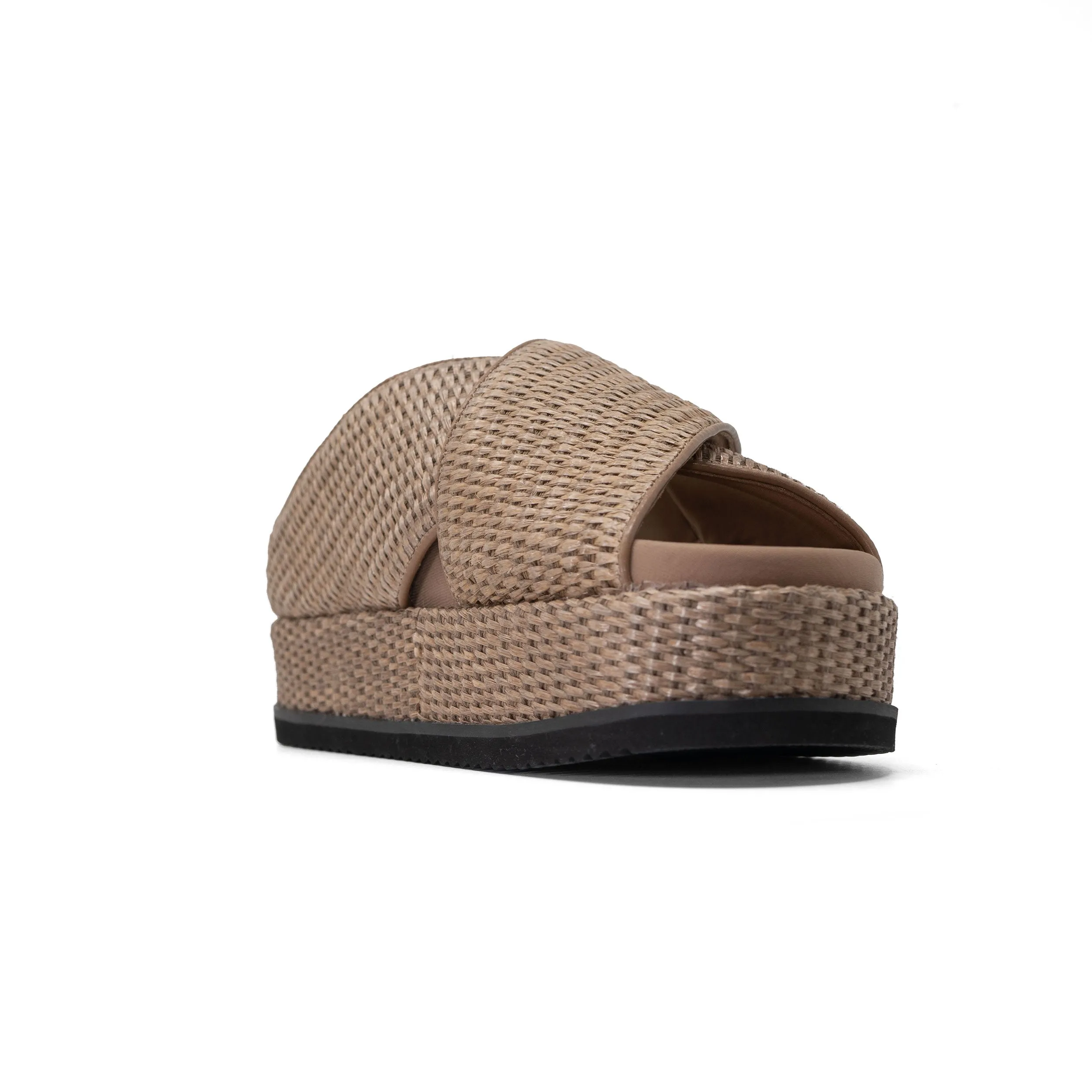 ROAM CROSS STACK RAFFIA PLATFORM  SANDALS NATURAL