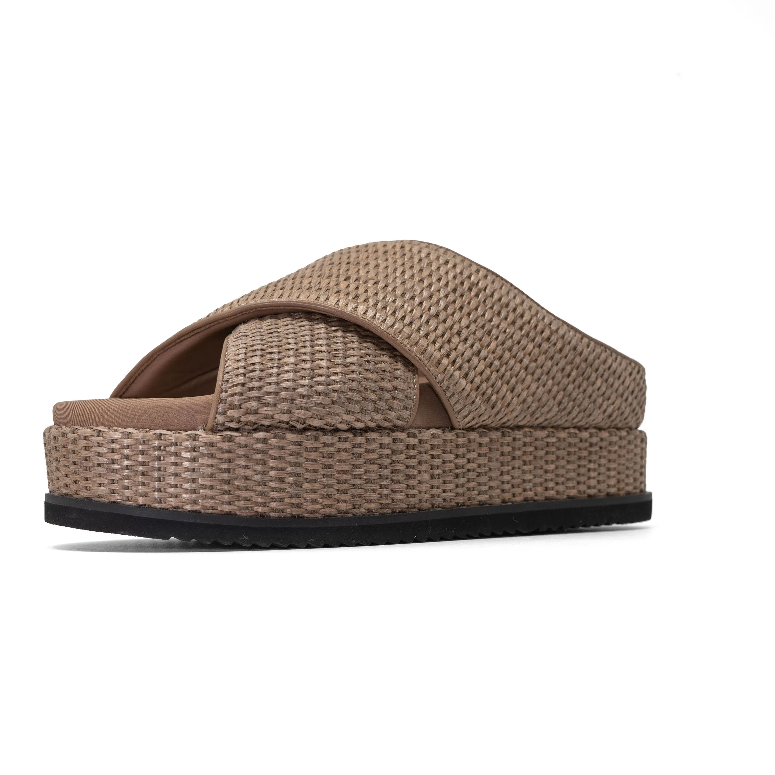 ROAM CROSS STACK RAFFIA PLATFORM  SANDALS NATURAL