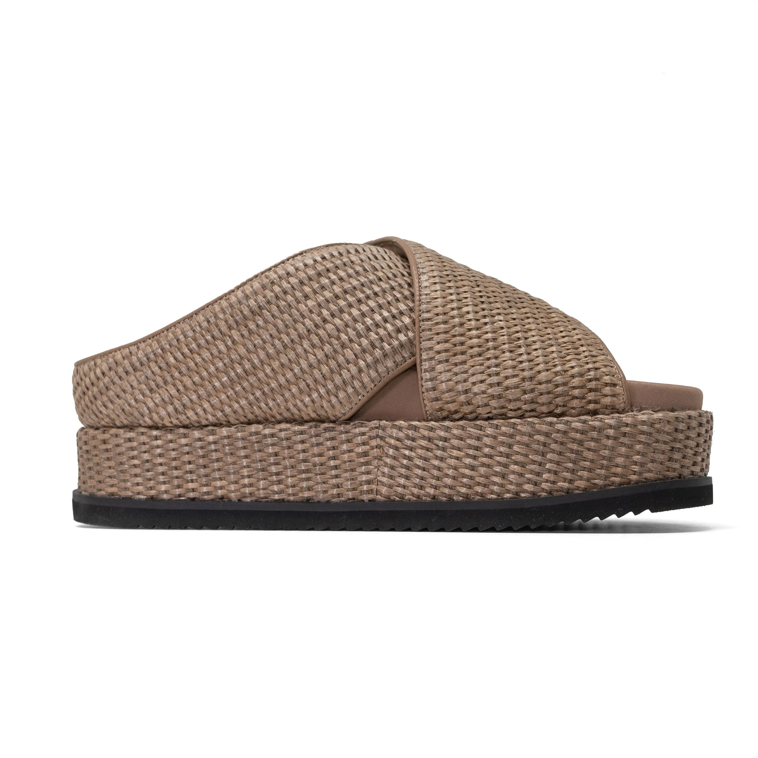 ROAM CROSS STACK RAFFIA PLATFORM  SANDALS NATURAL