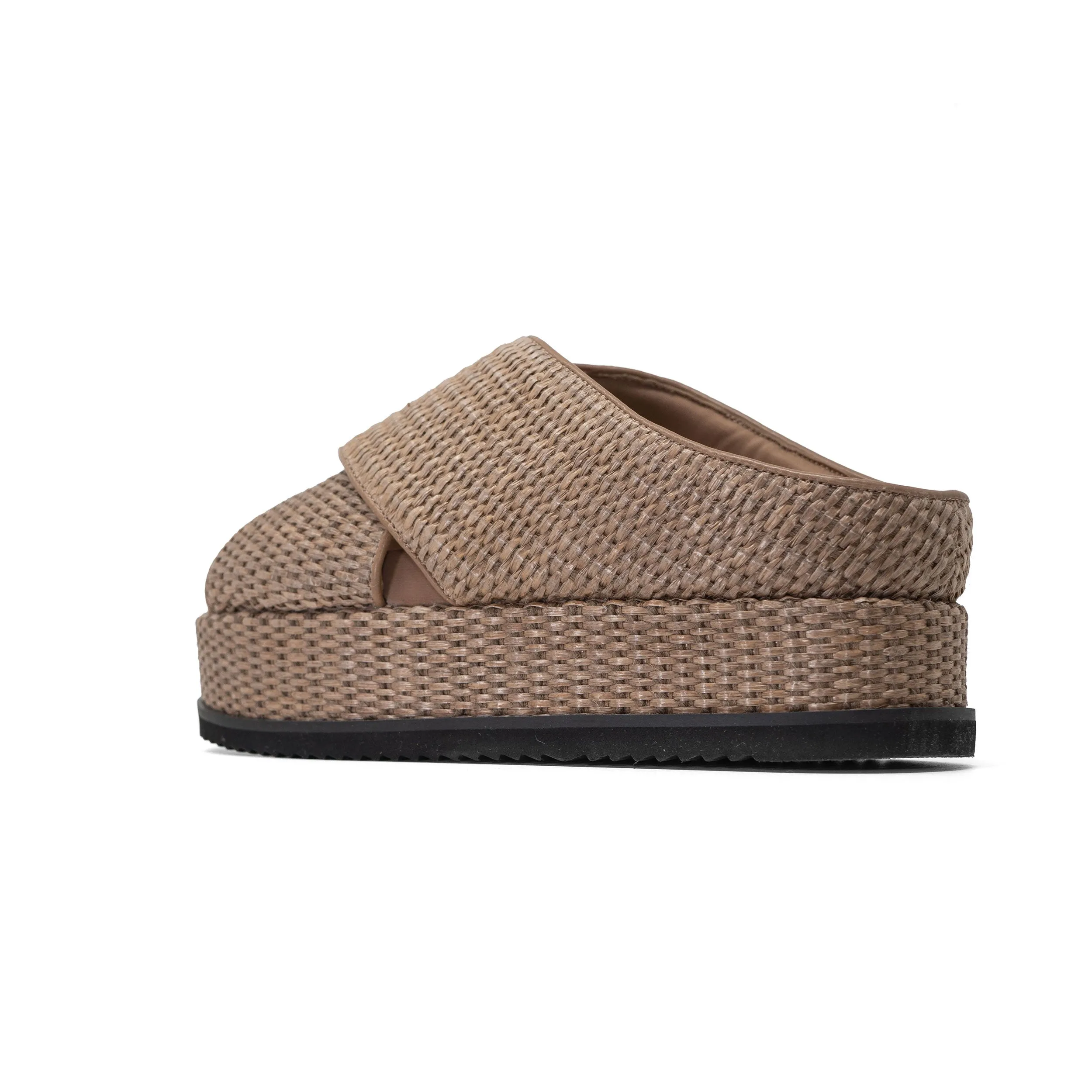 ROAM CROSS STACK RAFFIA PLATFORM  SANDALS NATURAL
