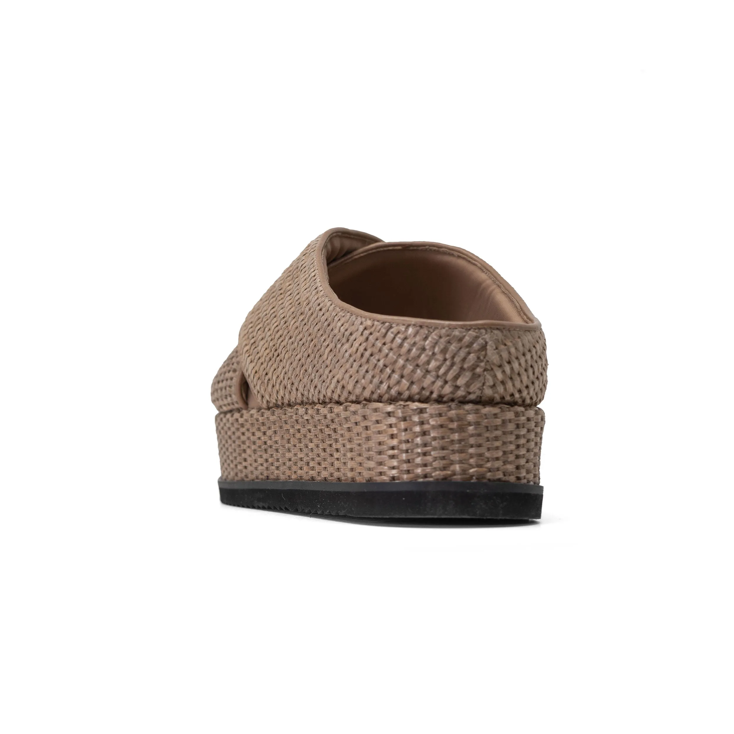 ROAM CROSS STACK RAFFIA PLATFORM  SANDALS NATURAL
