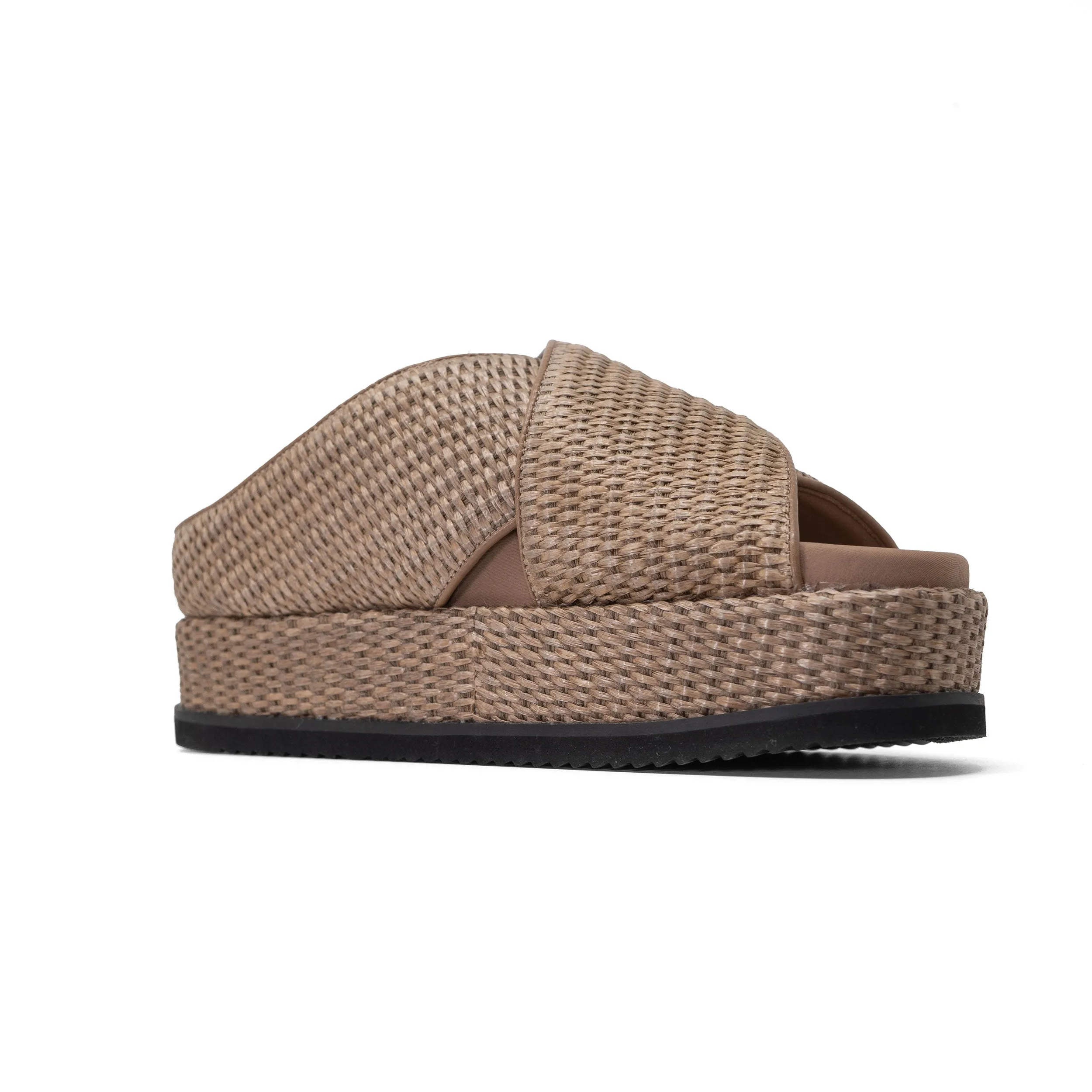 ROAM CROSS STACK RAFFIA PLATFORM  SANDALS NATURAL