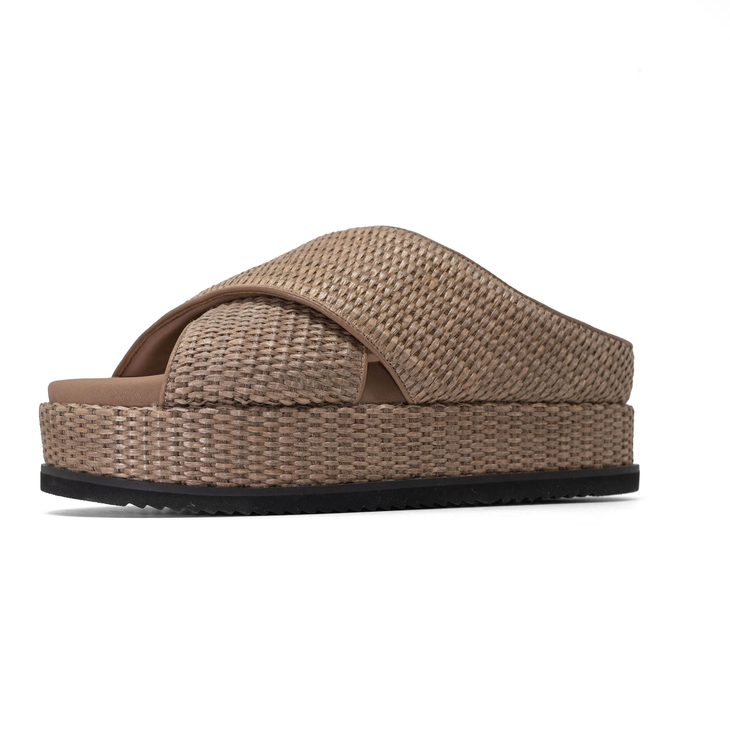 ROAM CROSS STACK RAFFIA PLATFORM  SANDALS NATURAL