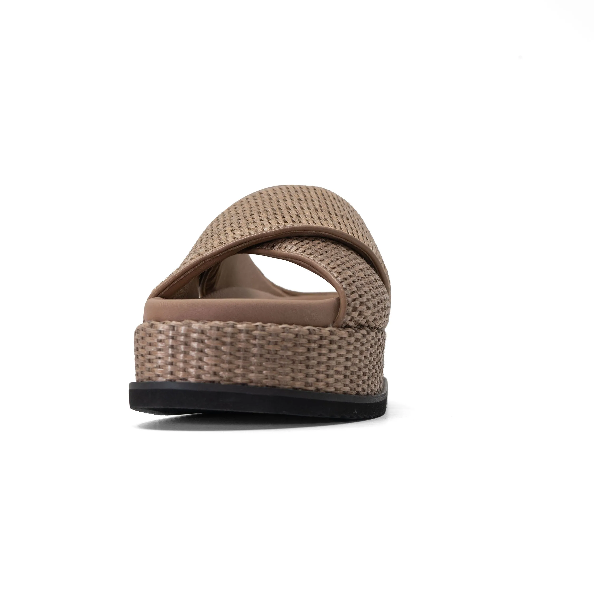 ROAM CROSS STACK RAFFIA PLATFORM  SANDALS NATURAL