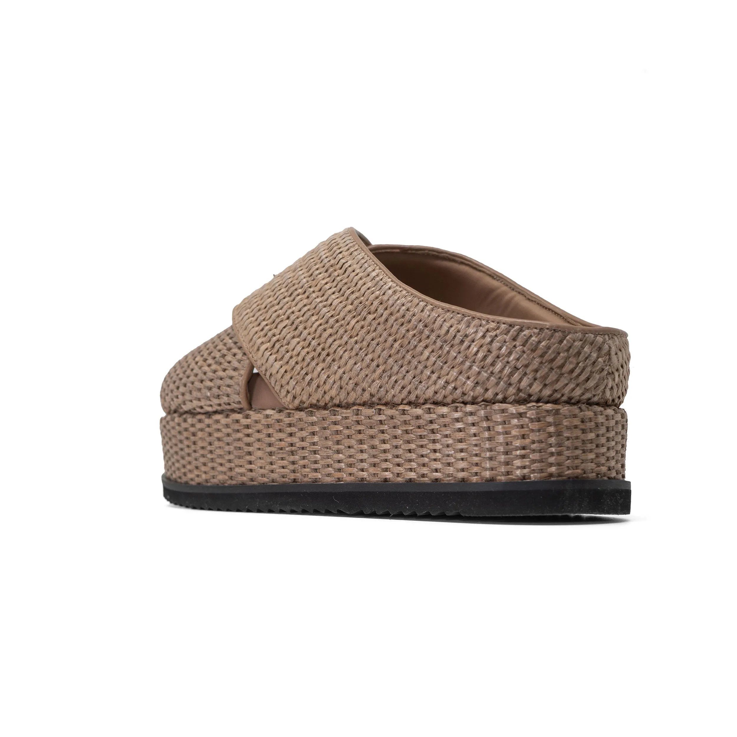 ROAM CROSS STACK RAFFIA PLATFORM  SANDALS NATURAL