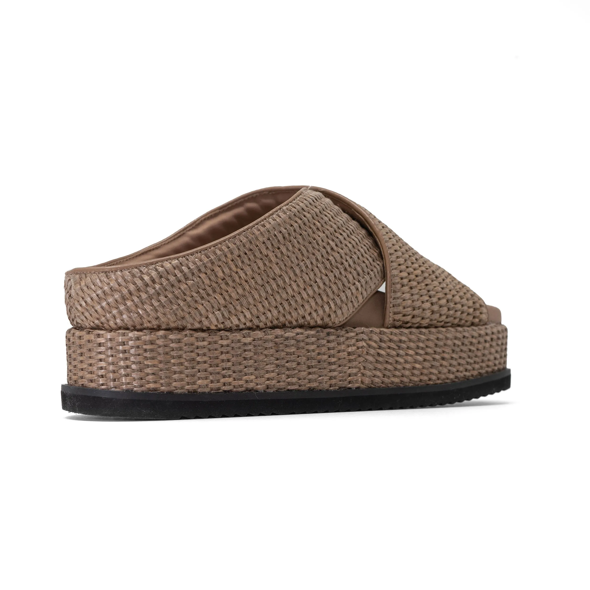 ROAM CROSS STACK RAFFIA PLATFORM  SANDALS NATURAL