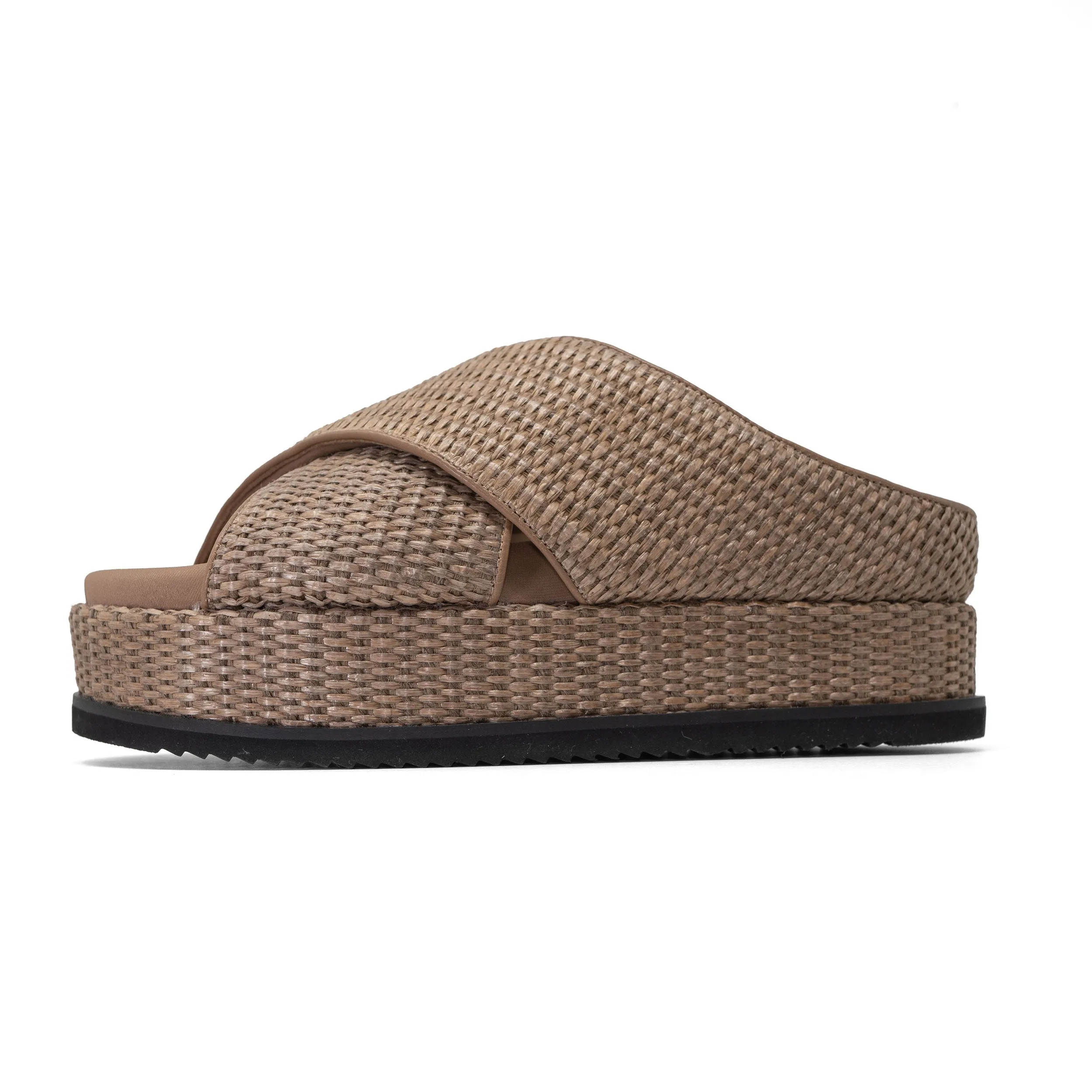 ROAM CROSS STACK RAFFIA PLATFORM  SANDALS NATURAL