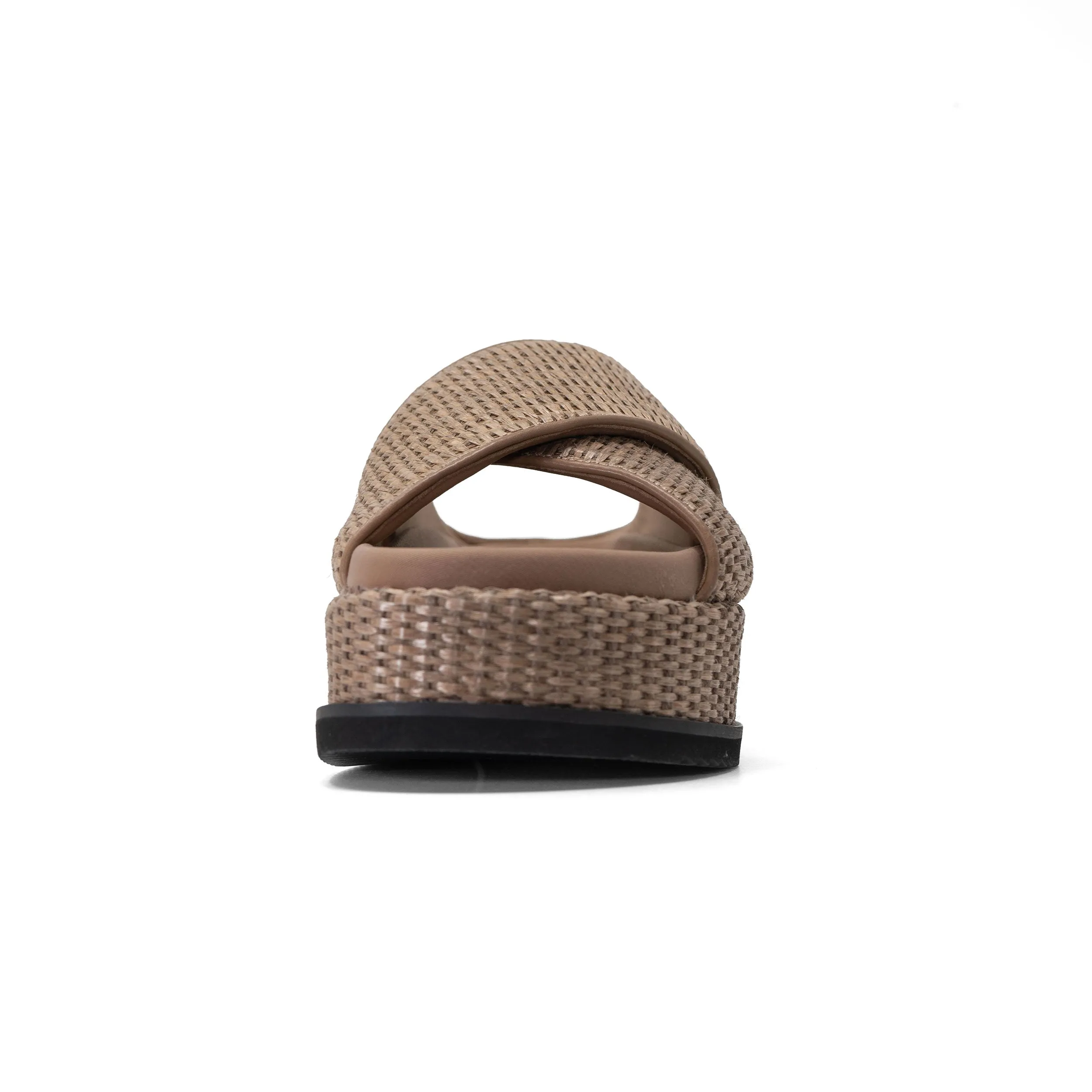 ROAM CROSS STACK RAFFIA PLATFORM  SANDALS NATURAL