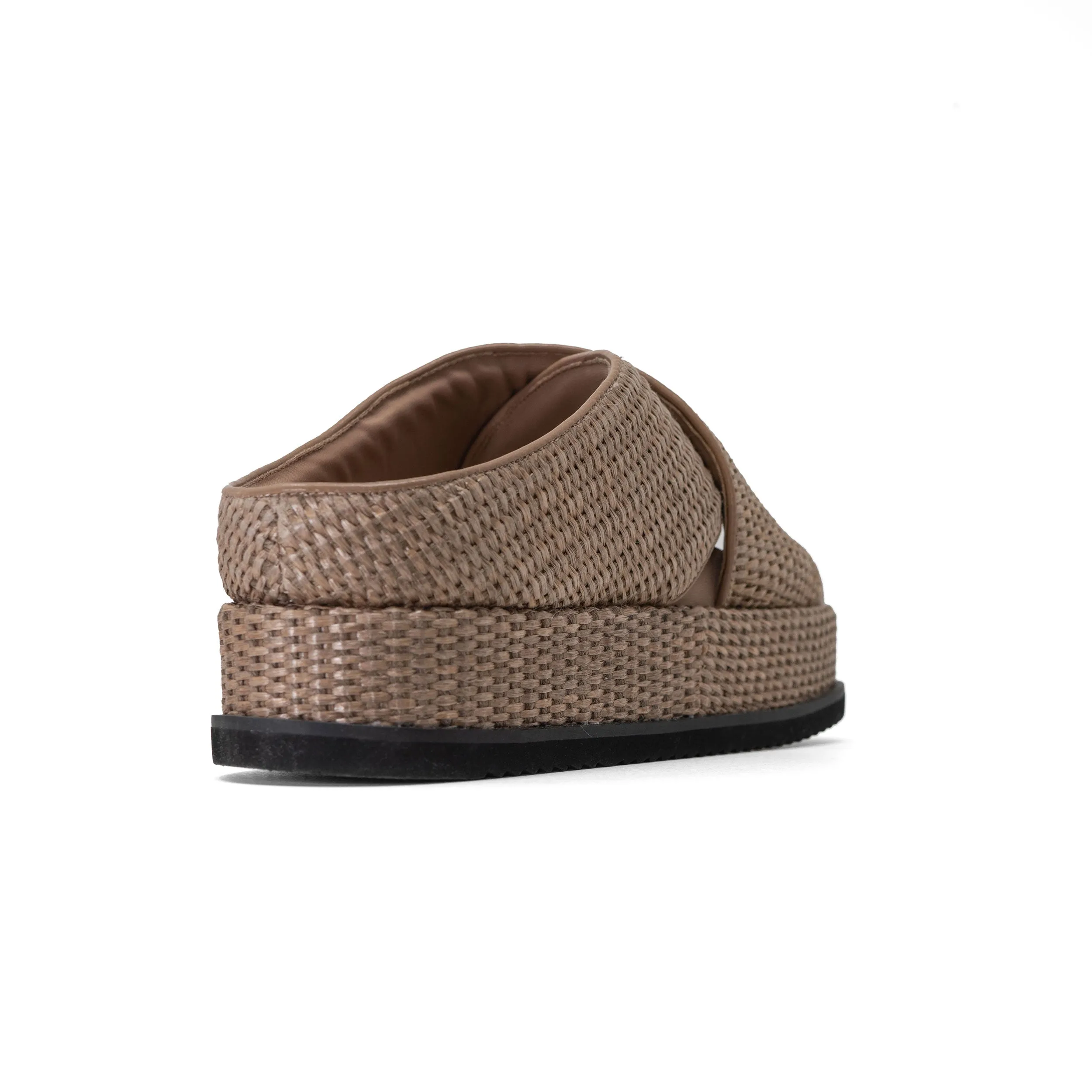 ROAM CROSS STACK RAFFIA PLATFORM  SANDALS NATURAL