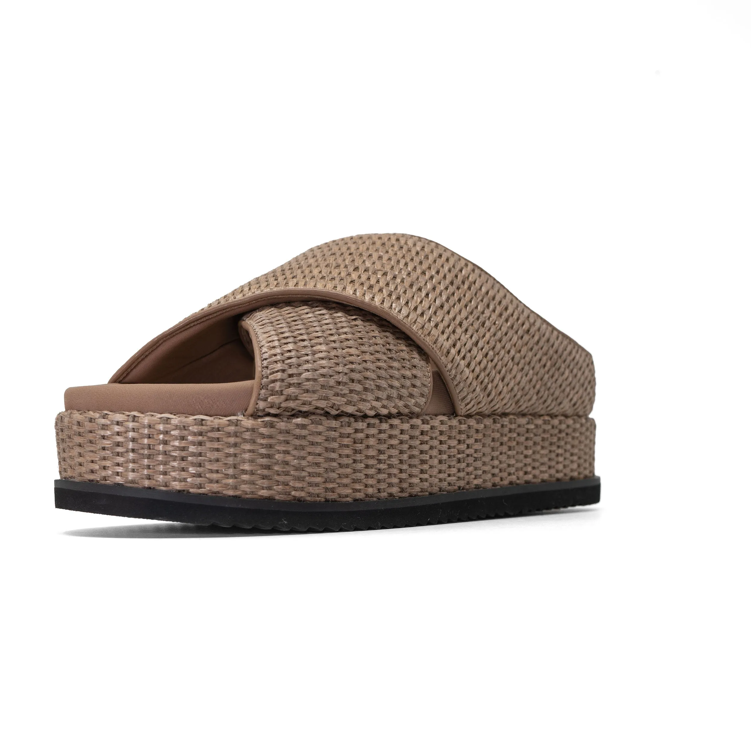 ROAM CROSS STACK RAFFIA PLATFORM  SANDALS NATURAL