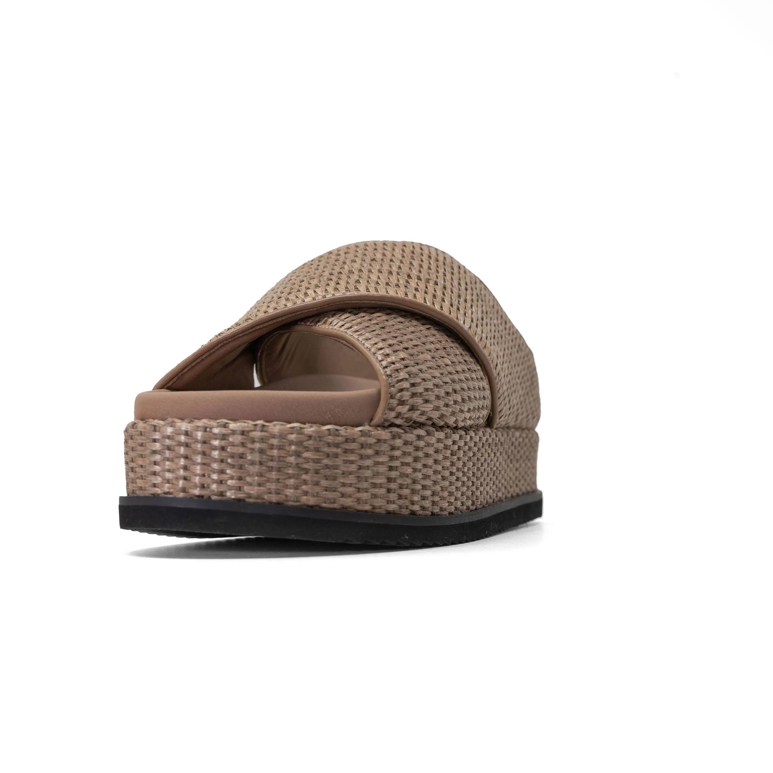ROAM CROSS STACK RAFFIA PLATFORM  SANDALS NATURAL
