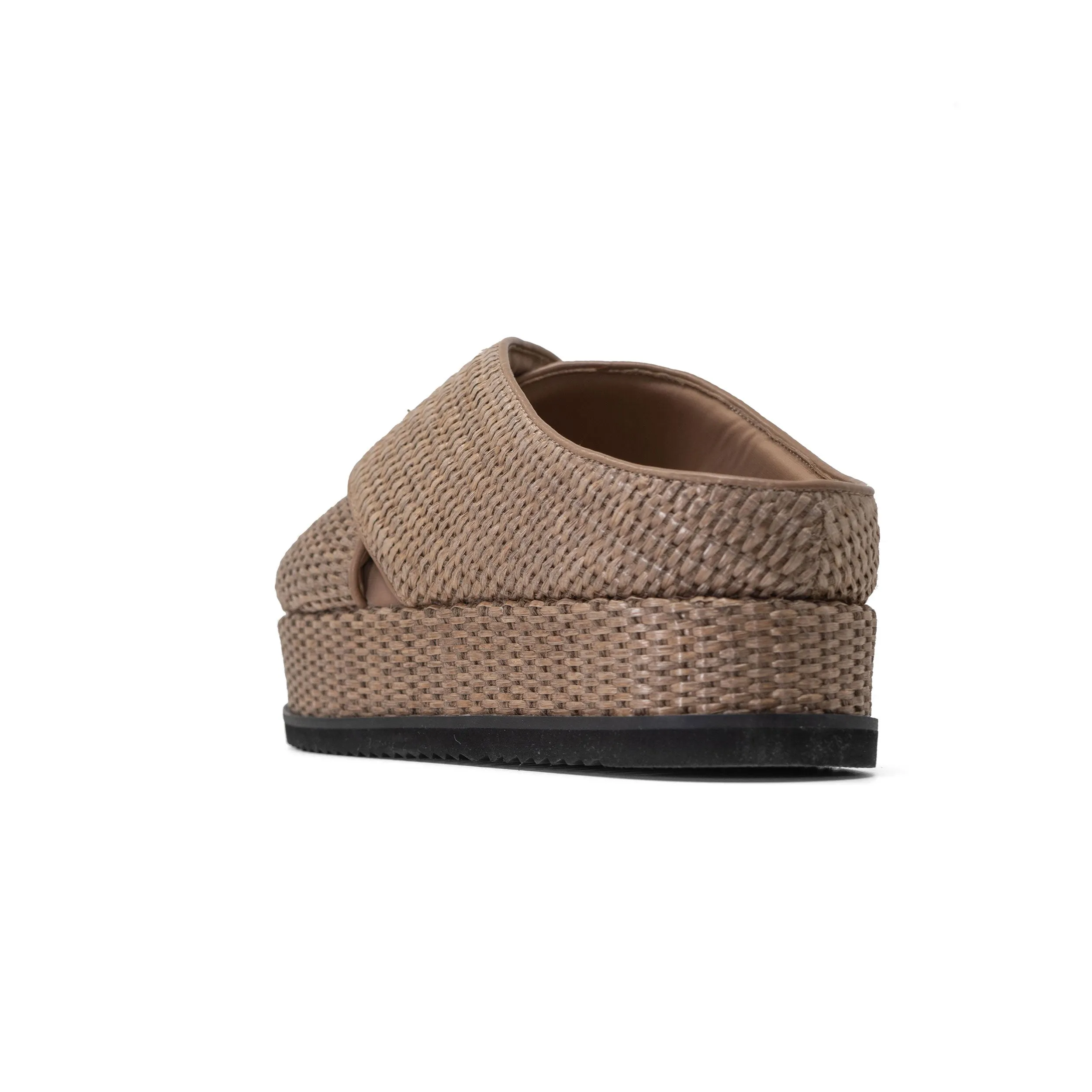 ROAM CROSS STACK RAFFIA PLATFORM  SANDALS NATURAL