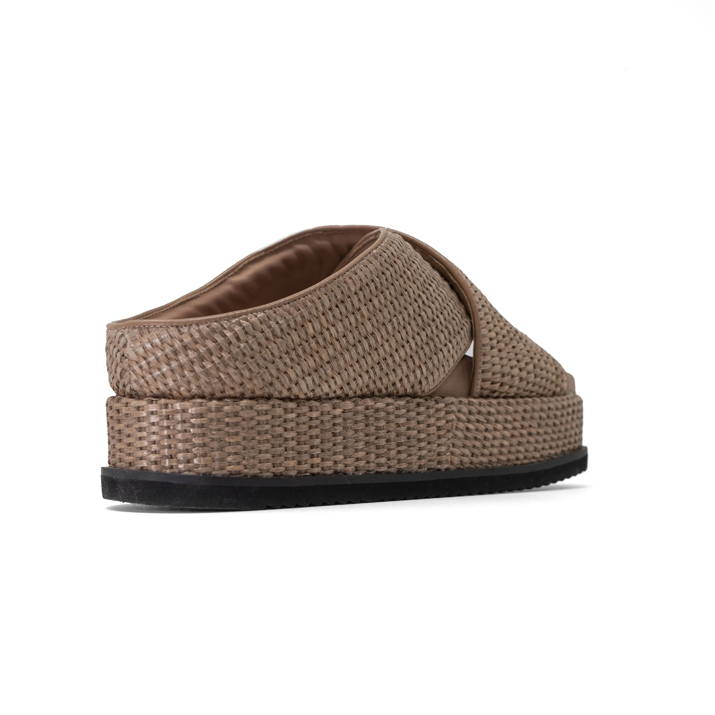ROAM CROSS STACK RAFFIA PLATFORM  SANDALS NATURAL