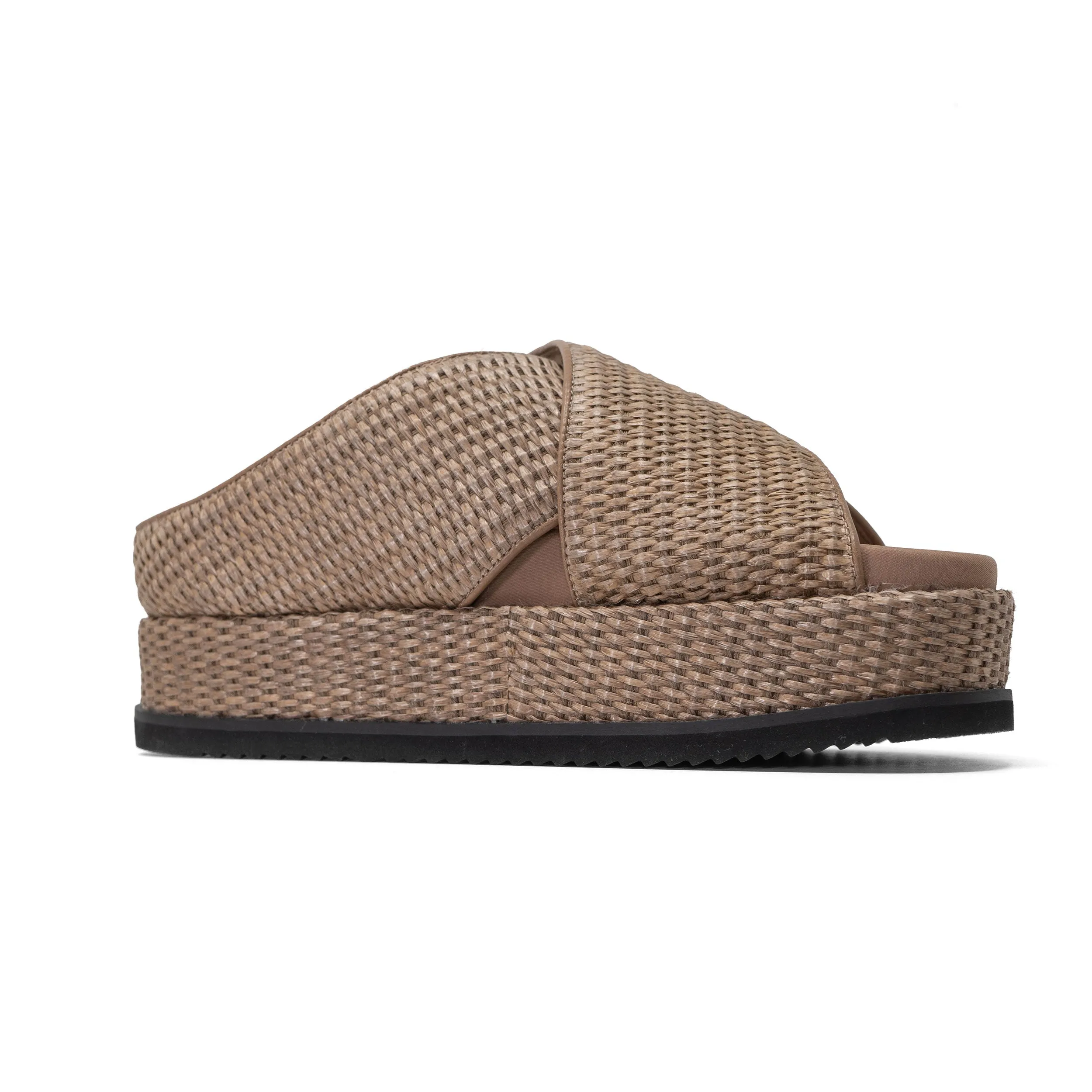 ROAM CROSS STACK RAFFIA PLATFORM  SANDALS NATURAL