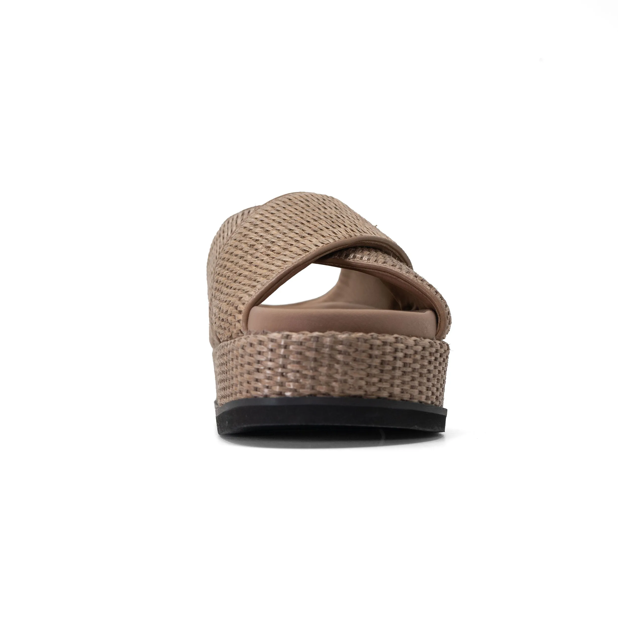 ROAM CROSS STACK RAFFIA PLATFORM  SANDALS NATURAL