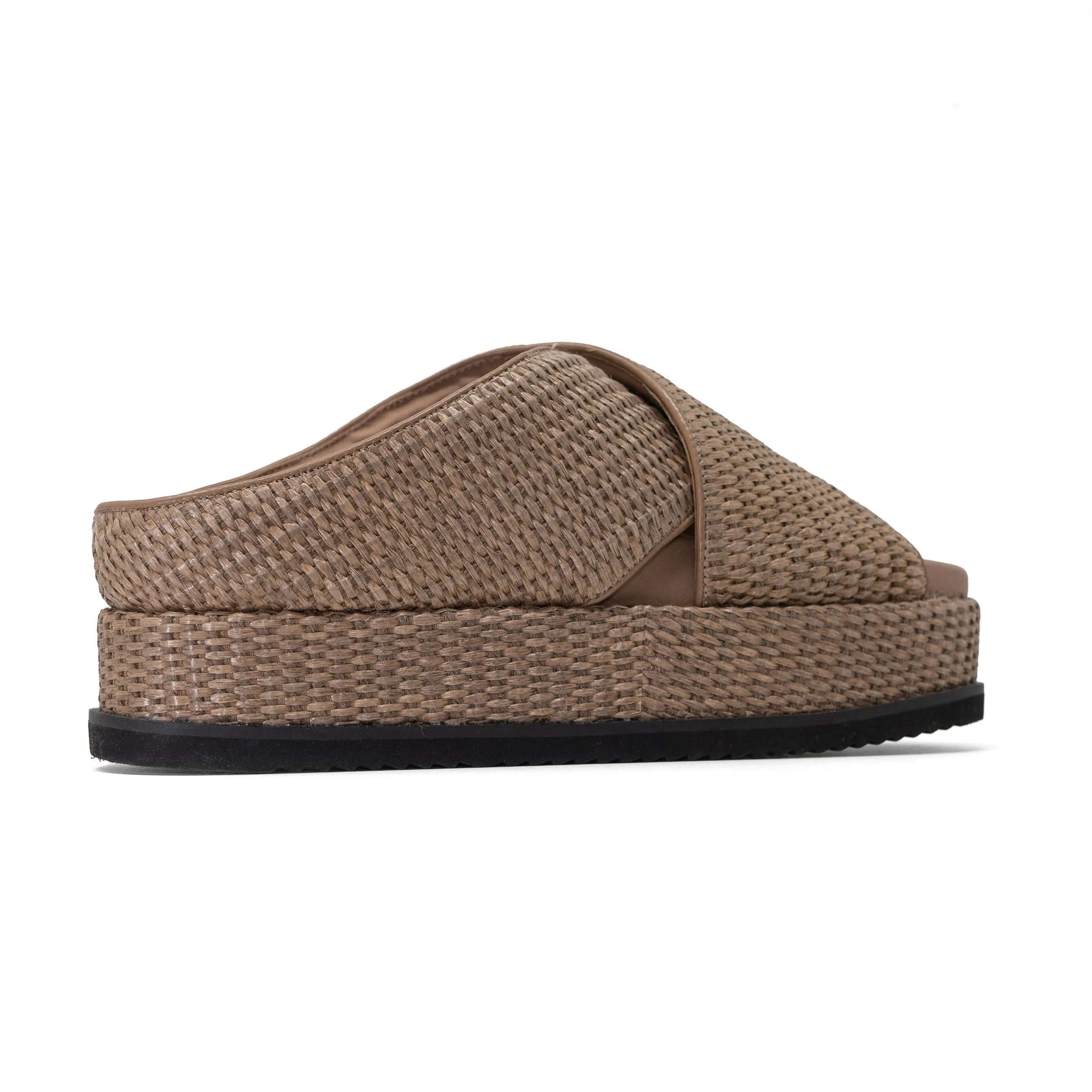 ROAM CROSS STACK RAFFIA PLATFORM  SANDALS NATURAL