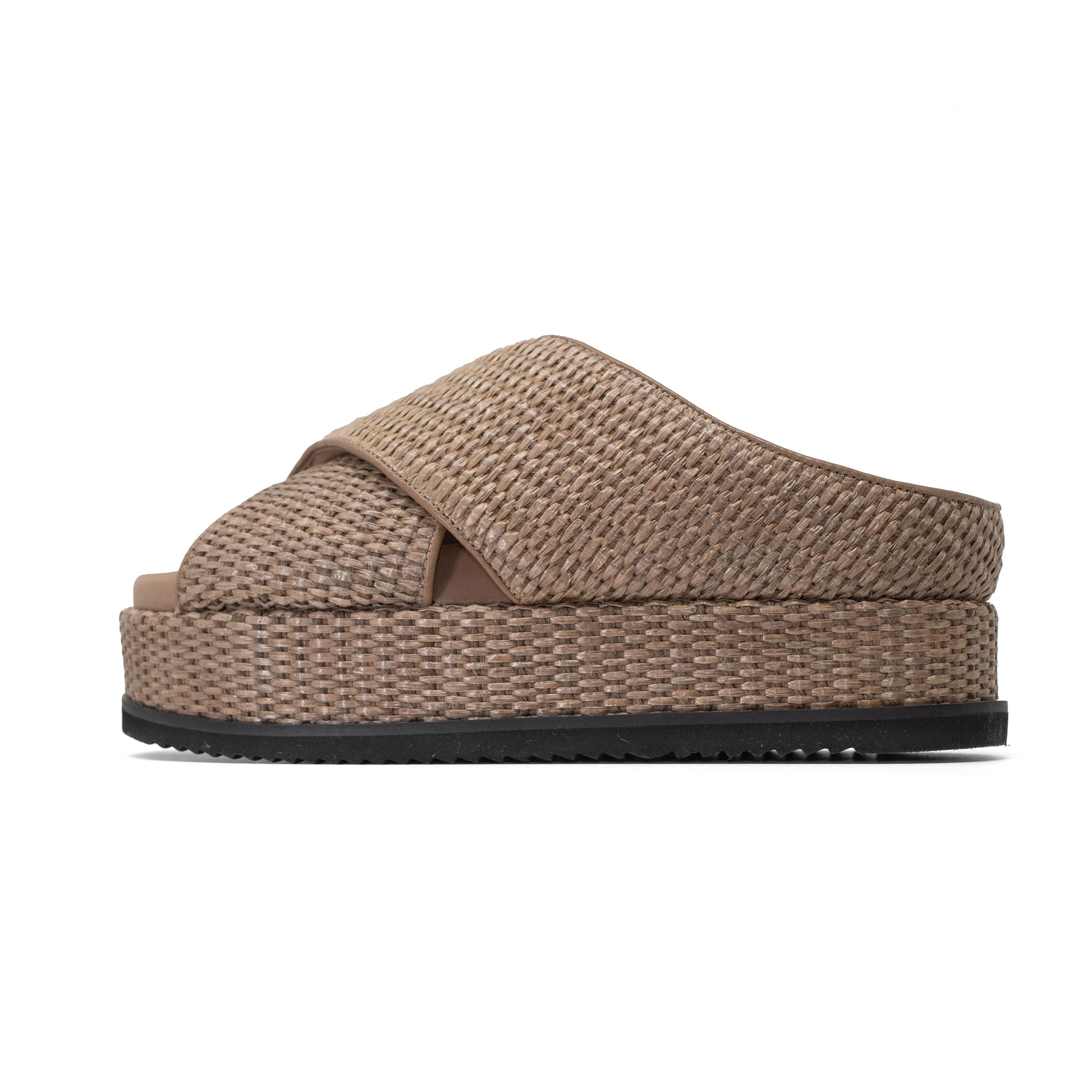 ROAM CROSS STACK RAFFIA PLATFORM  SANDALS NATURAL