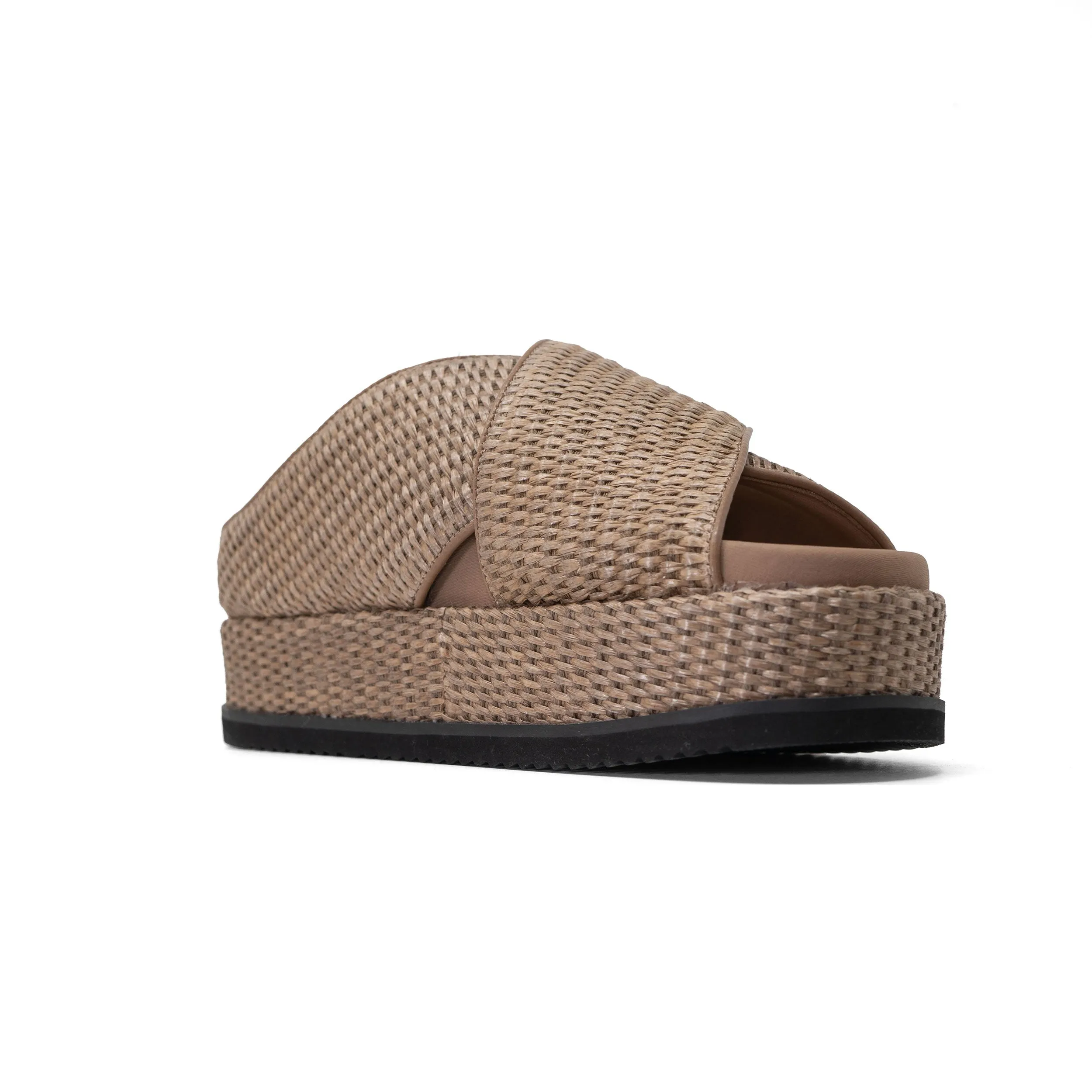 ROAM CROSS STACK RAFFIA PLATFORM  SANDALS NATURAL