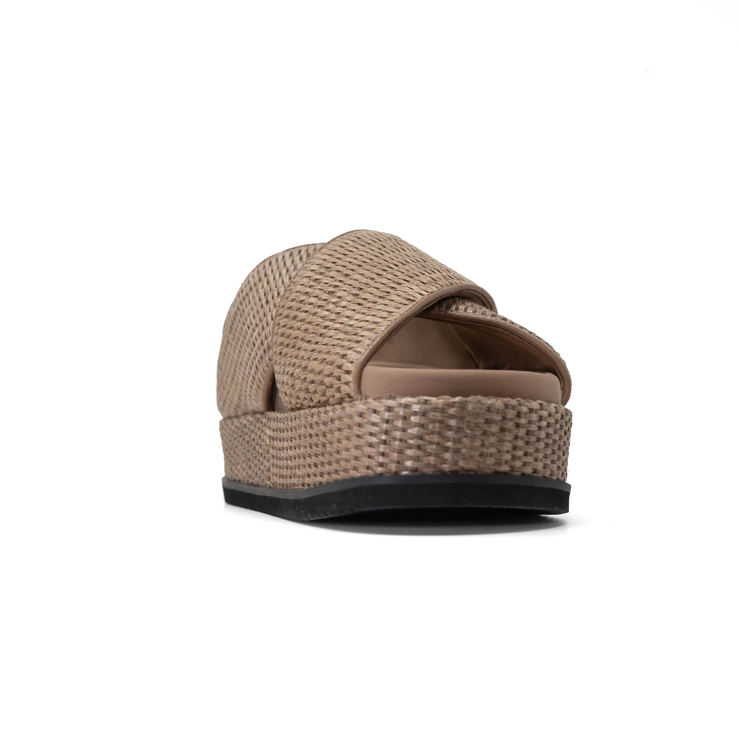 ROAM CROSS STACK RAFFIA PLATFORM  SANDALS NATURAL