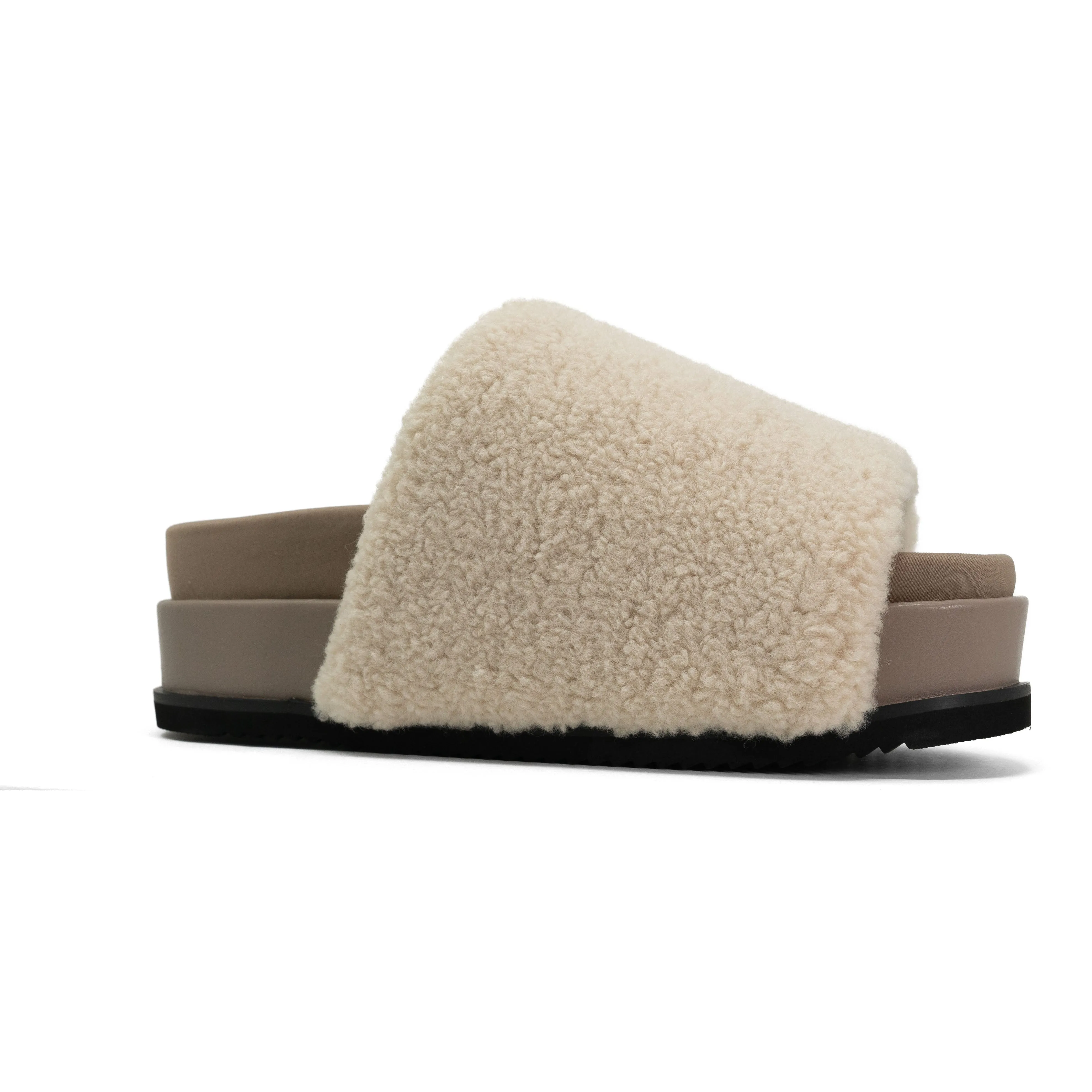 ROAM FUZZY STACK PLATFORM NATURAL FAUX SHEARLING