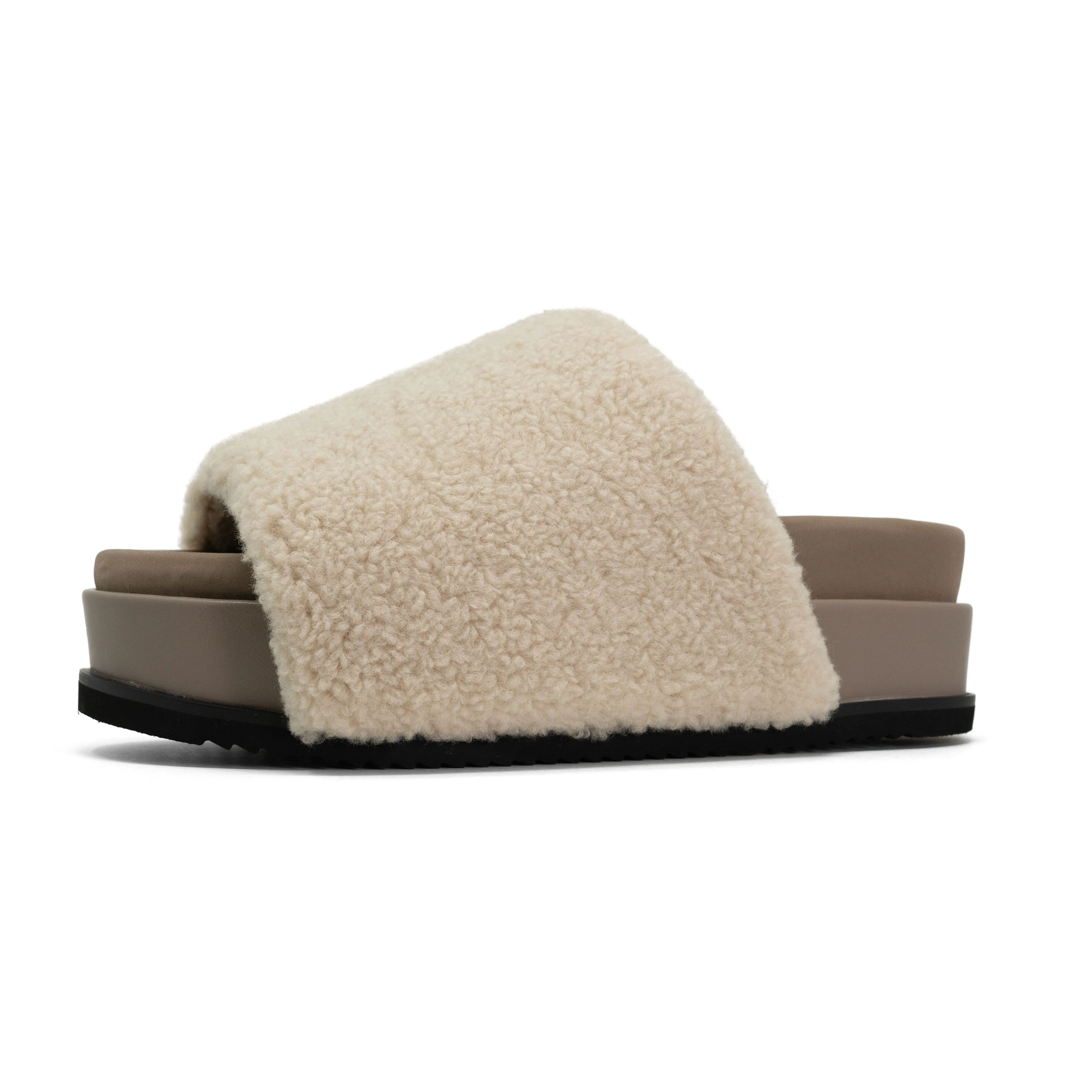 ROAM FUZZY STACK PLATFORM NATURAL FAUX SHEARLING