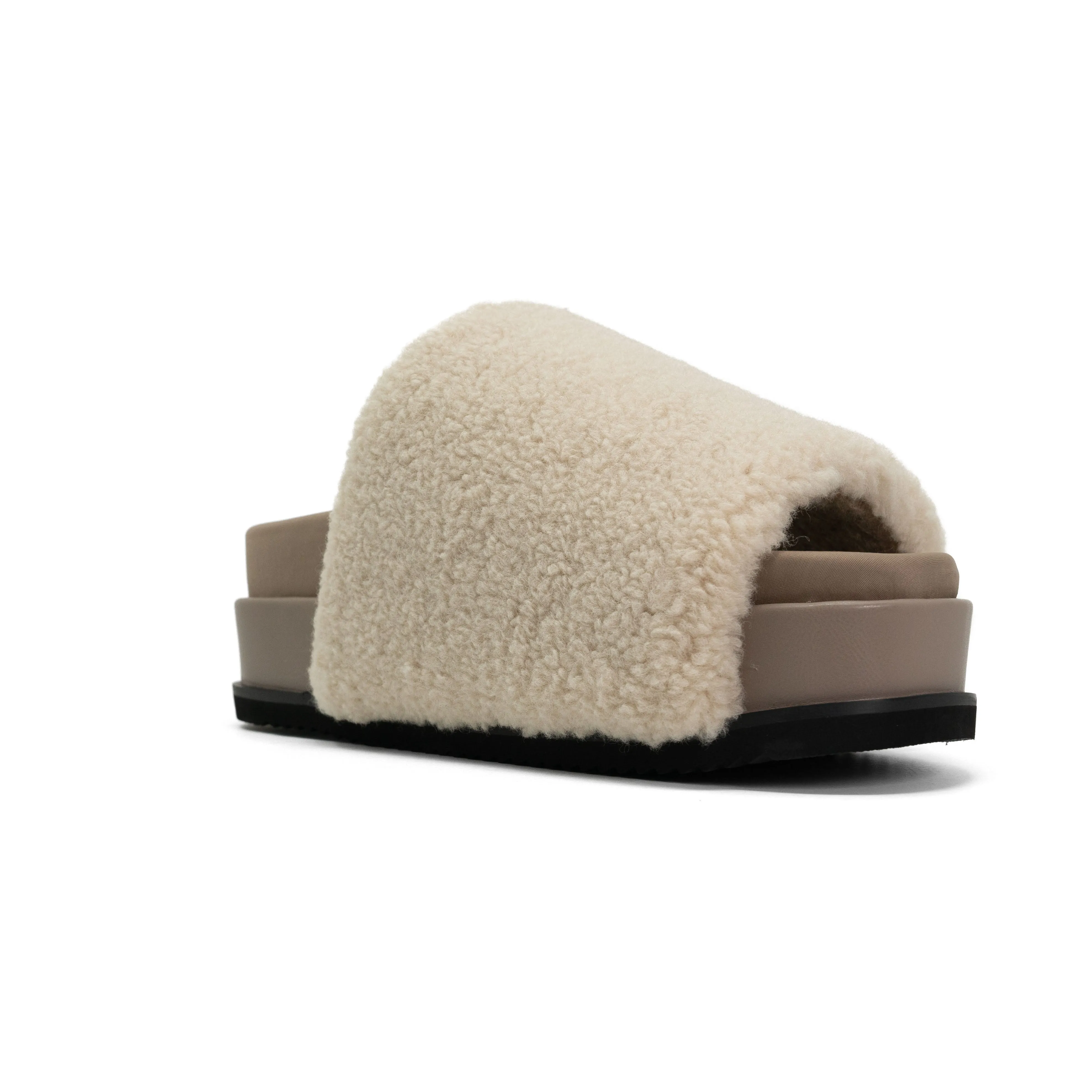 ROAM FUZZY STACK PLATFORM NATURAL FAUX SHEARLING